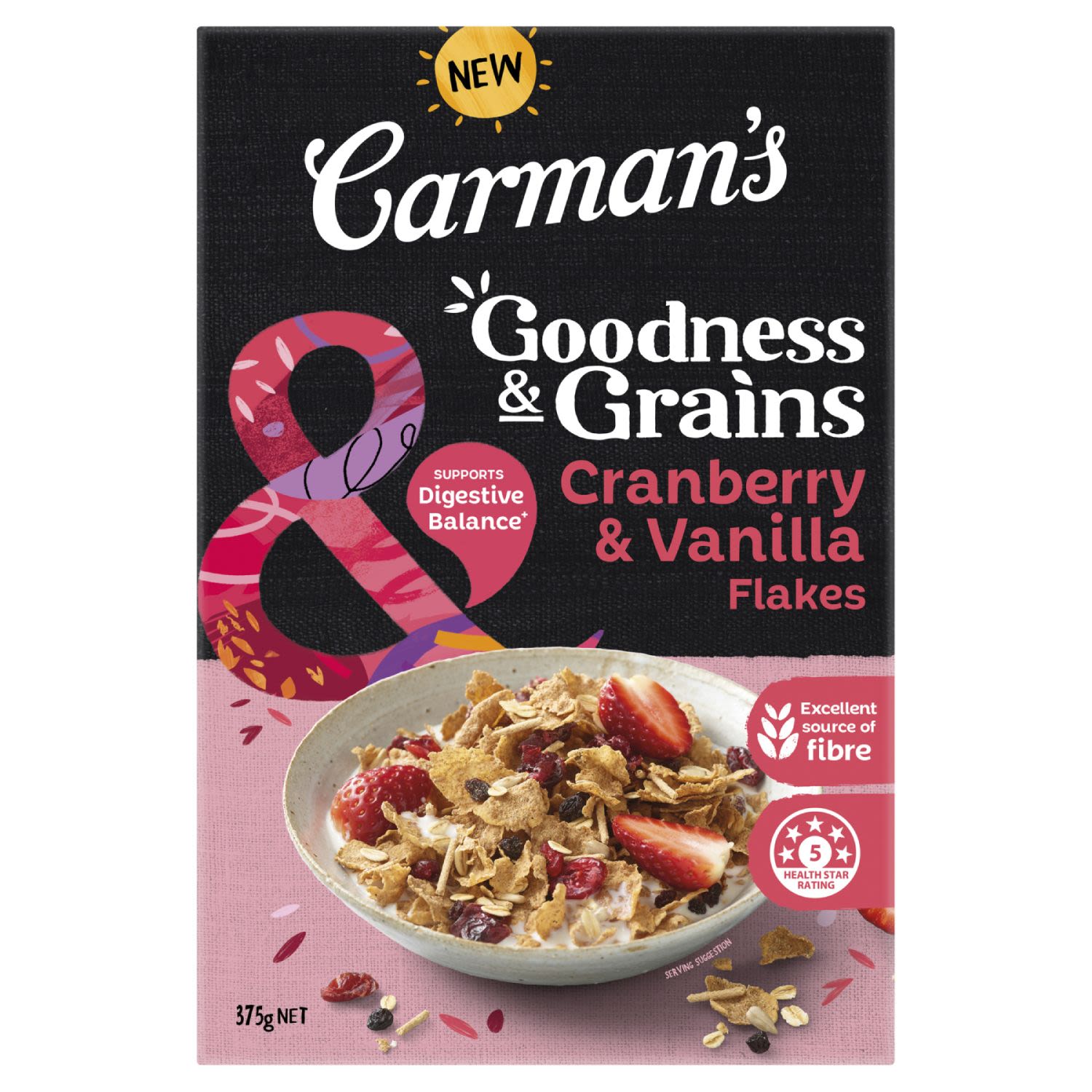 Carman's Goodness & Grains Cranberry & Vanilla Flakes, 375 Gram