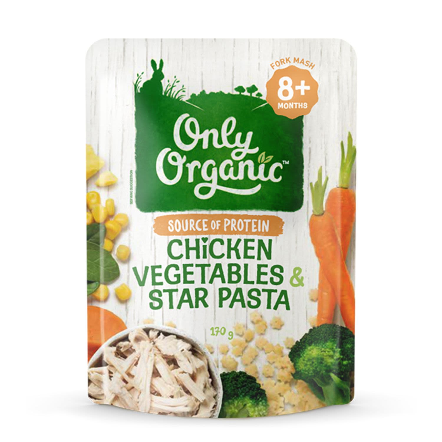 Only Organic Chicken Vegetables & Star Pasta 8+ Months