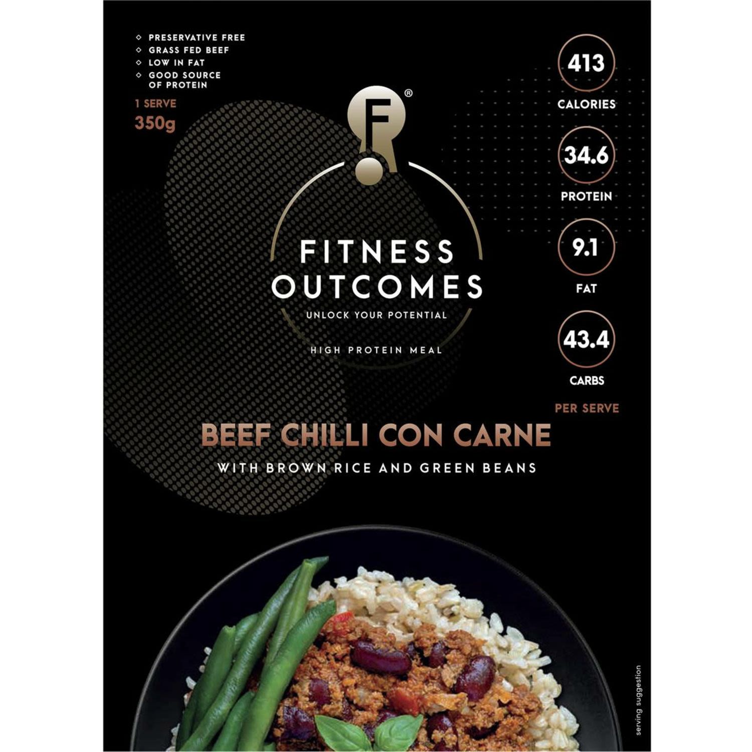 Fitness Outcomes Beef Chilli Con Carne, 350 Gram