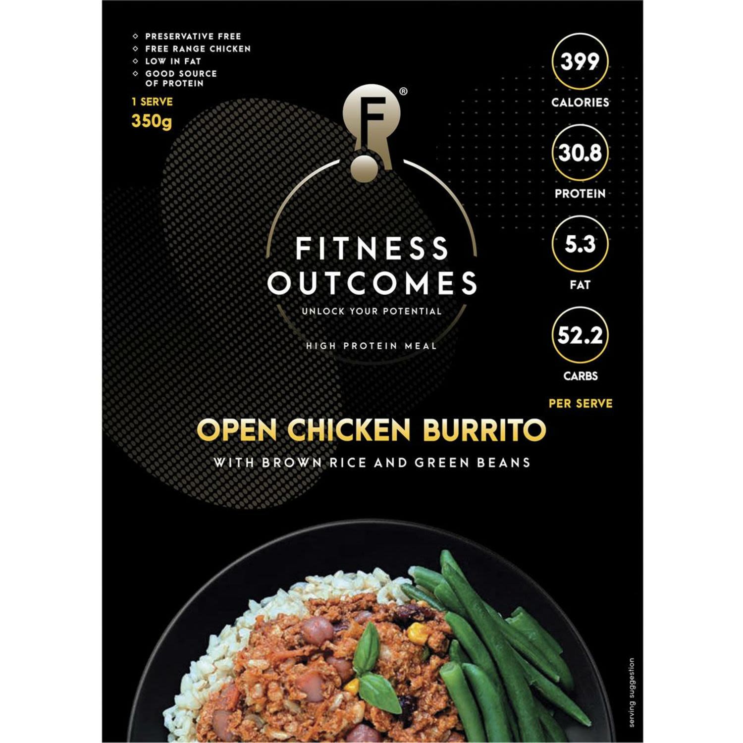 Fitness Outcomes Open Chicken Burrito, 350 Gram