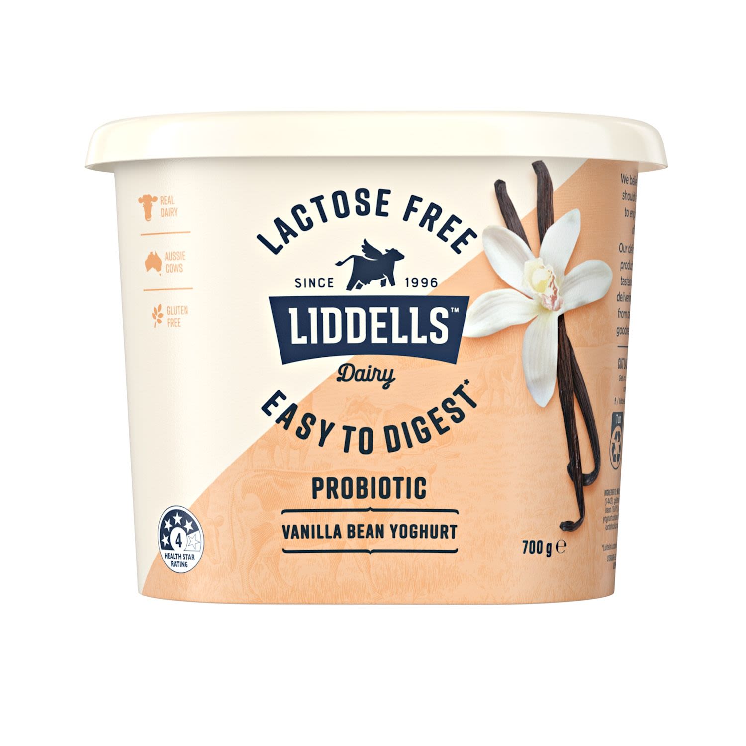 Liddells Lactose Free Probiotic Yoghurt Vanilla Bean