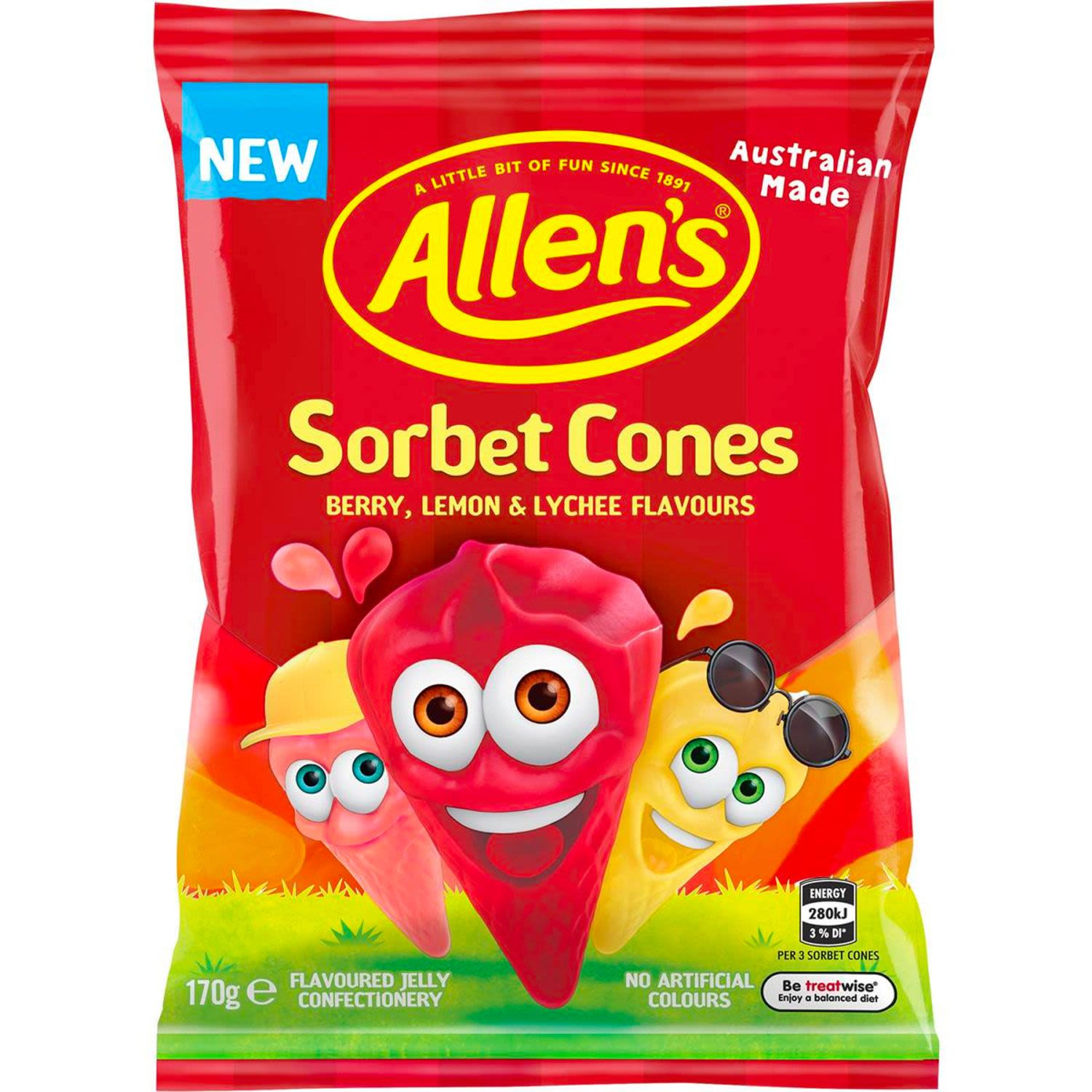 Allen's Sorbet Cones, 170 Gram