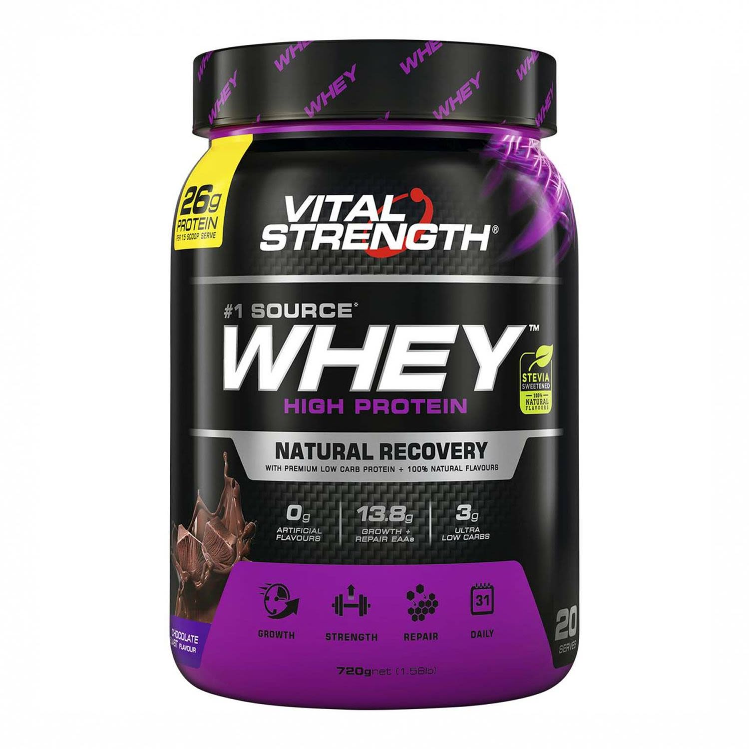 Vital Strength Whey Low Carb High Protein Choc, 720 Gram