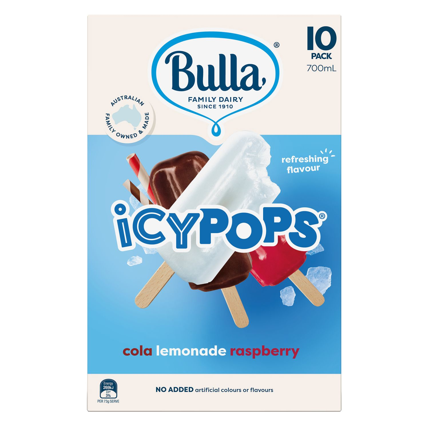 Bulla Icy Pops Lemonade Raspberry & Cola, 10 Each