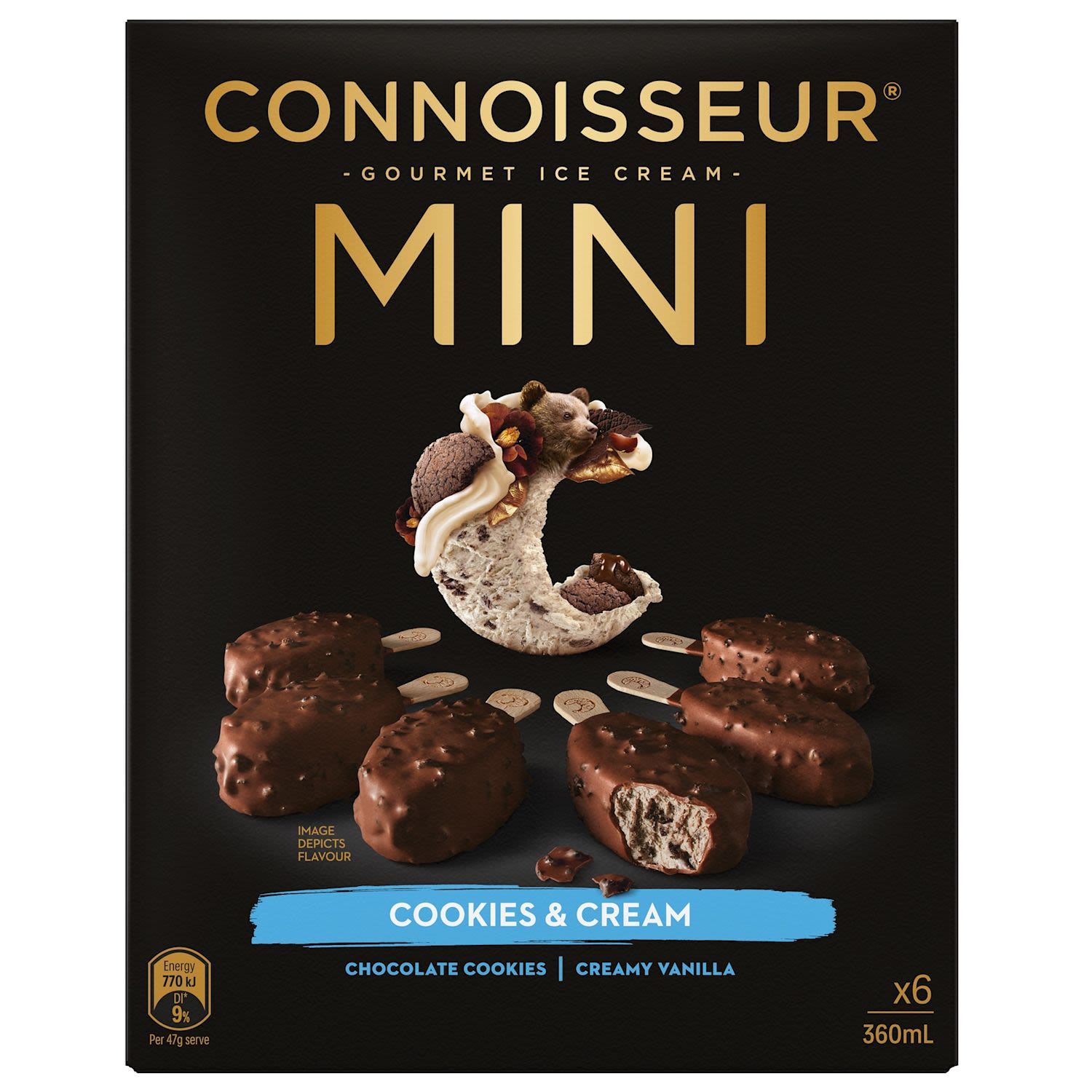 Connoisseur Gourmet Ice Cream Mini Cookies & Cream Sticks