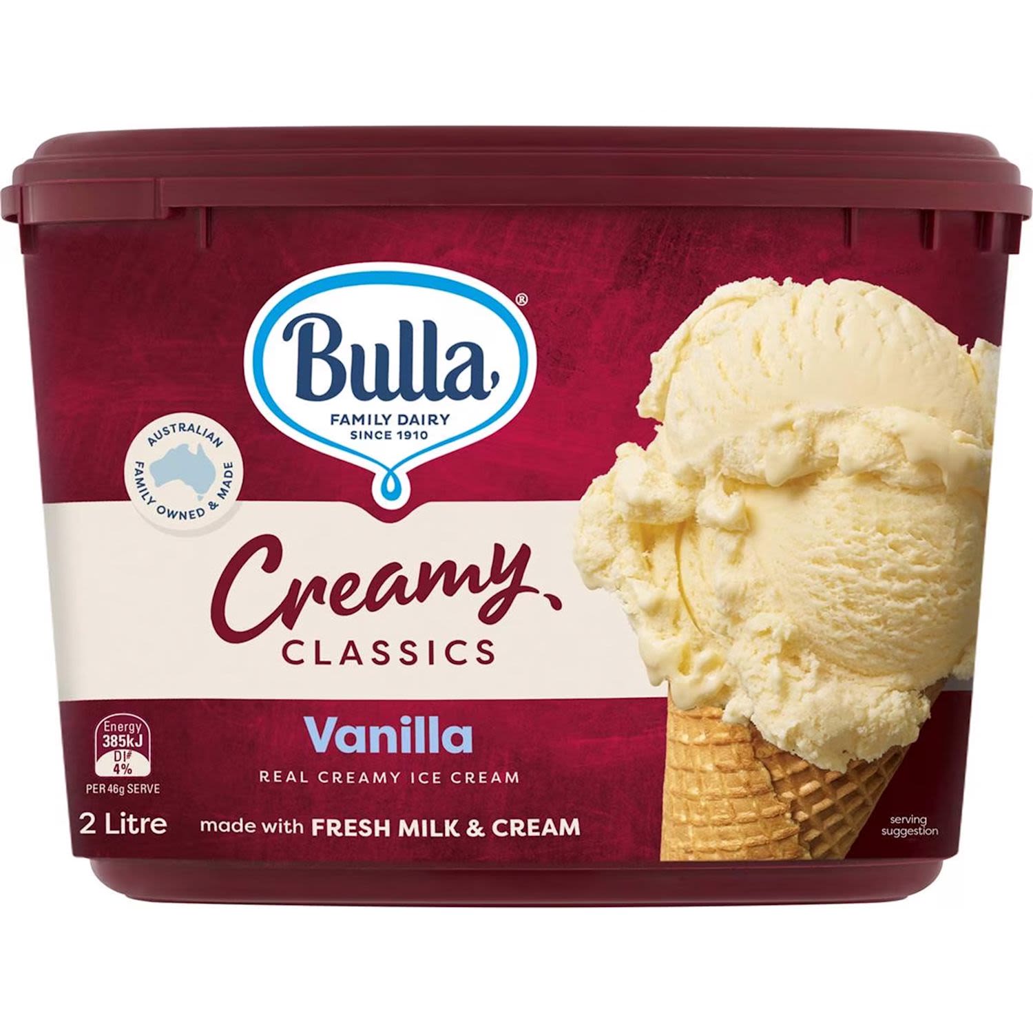 Bulla Creamy Classics Ice Cream Vanilla, 2 Litre