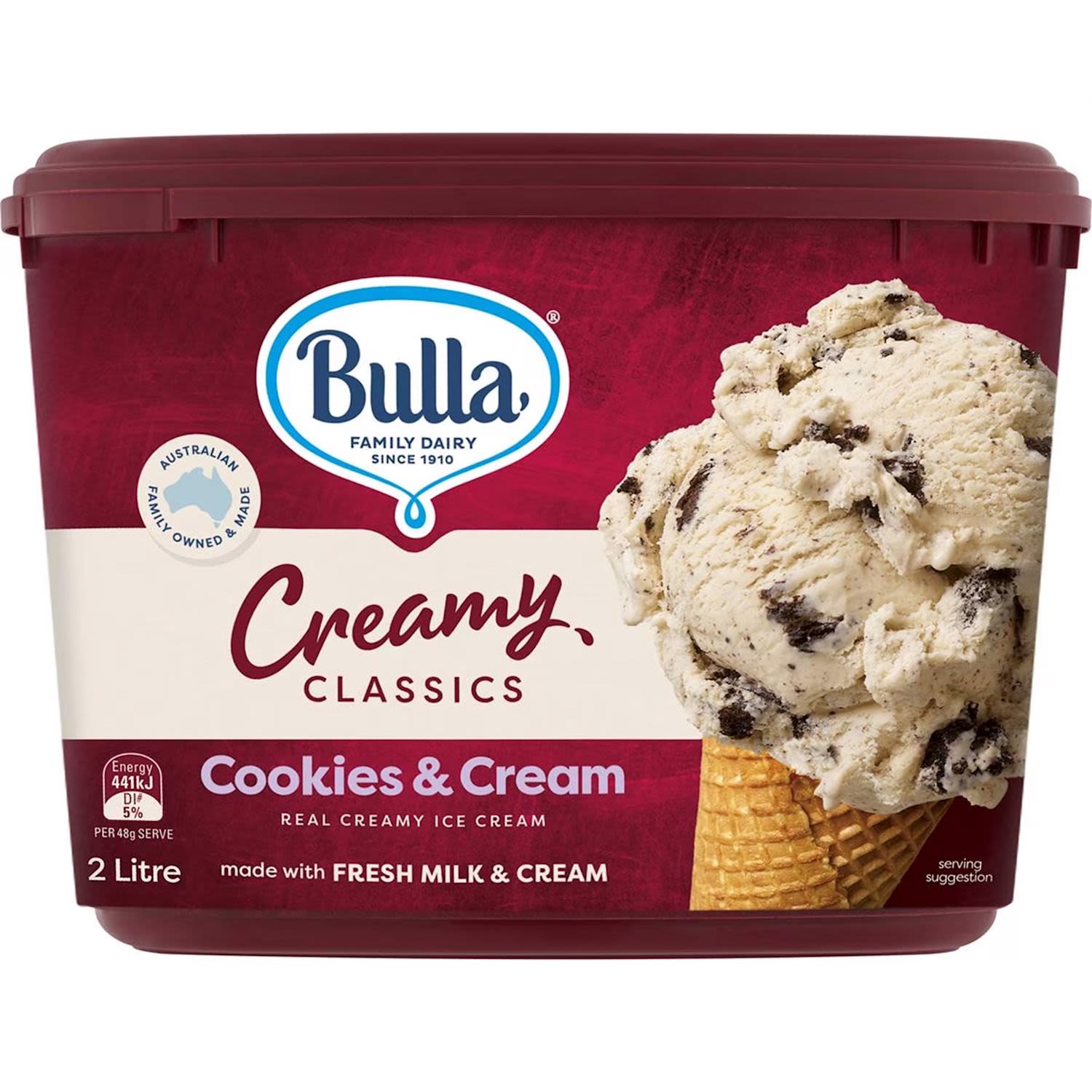 Bulla Creamy Classics Ice Cream Cookies & Cream, 2 Litre