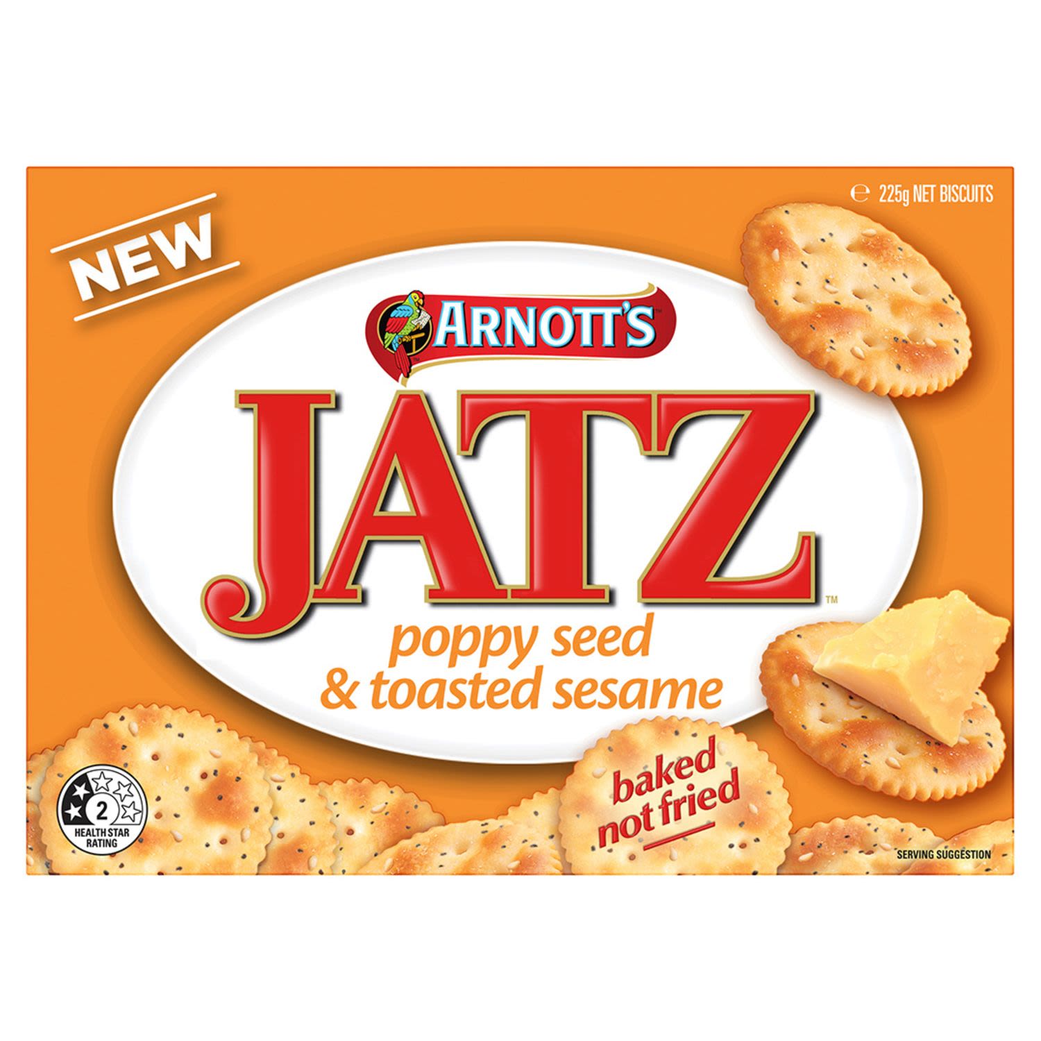 Arnott's Jatz Crackers Poppy Seed & Toasted Sesame, 225 Gram