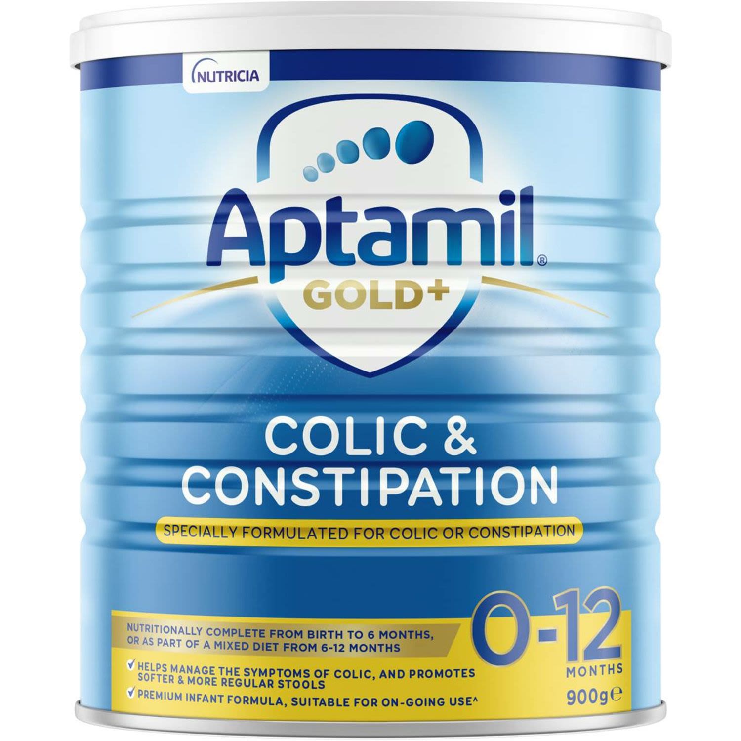 Aptamil Gold+ Colic & Constipation Baby Infant Formula From Birth to 12 Months 900 grams, 900 Gram