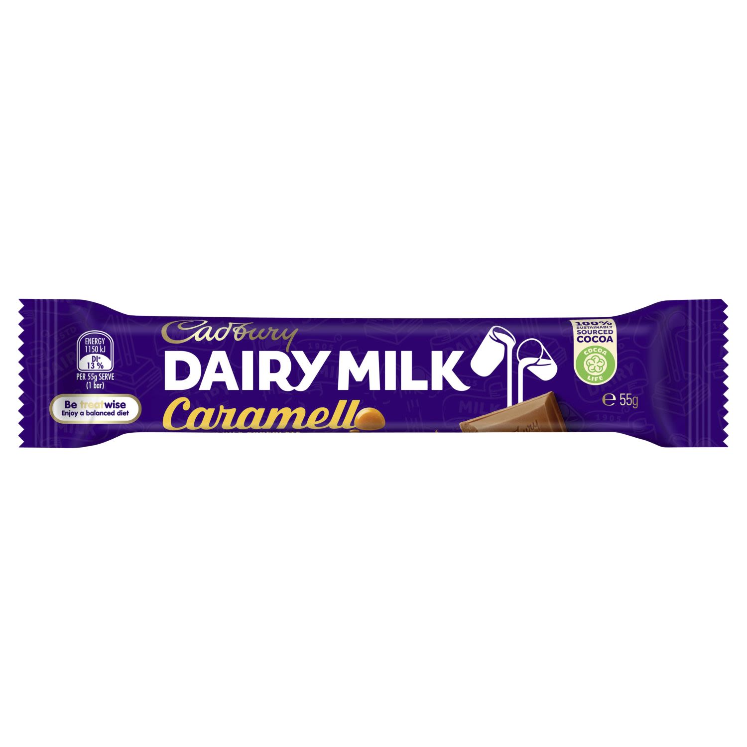 Cadbury Dairy Milk Caramello Milk Chocolate Bar, 55 Gram
