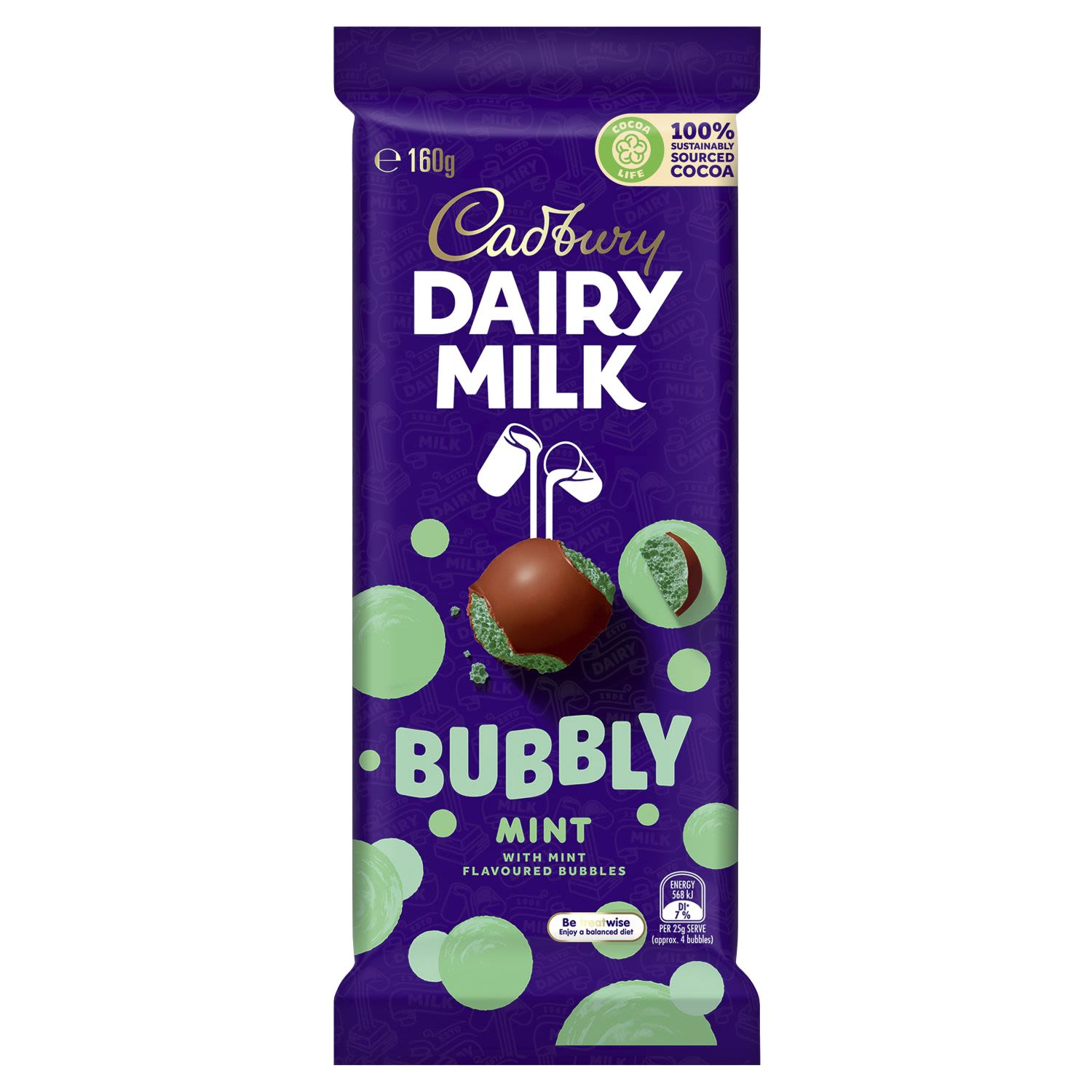 Cadbury Dairy Milk Bubbly Mint, 160 Gram