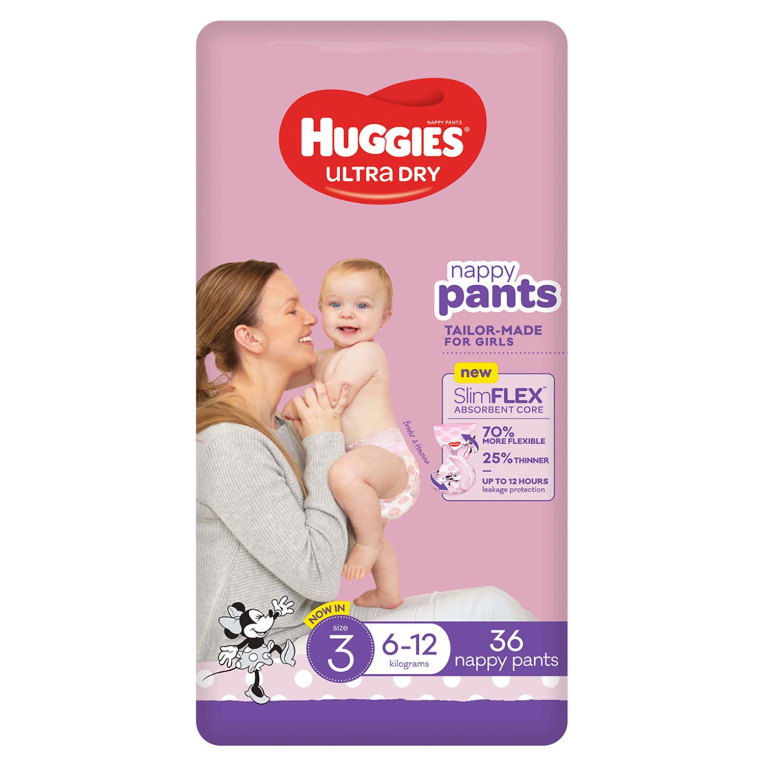 Huggies Ultra Dry Nappy Pants Girl Size 3 (6-12kg), 36 Each