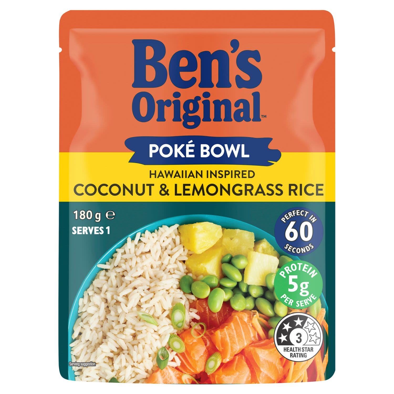 Ben's Original Poké Bowl Microwave Rice Hawaiian Inspired Coconut & Lemongrass, 180 Gram