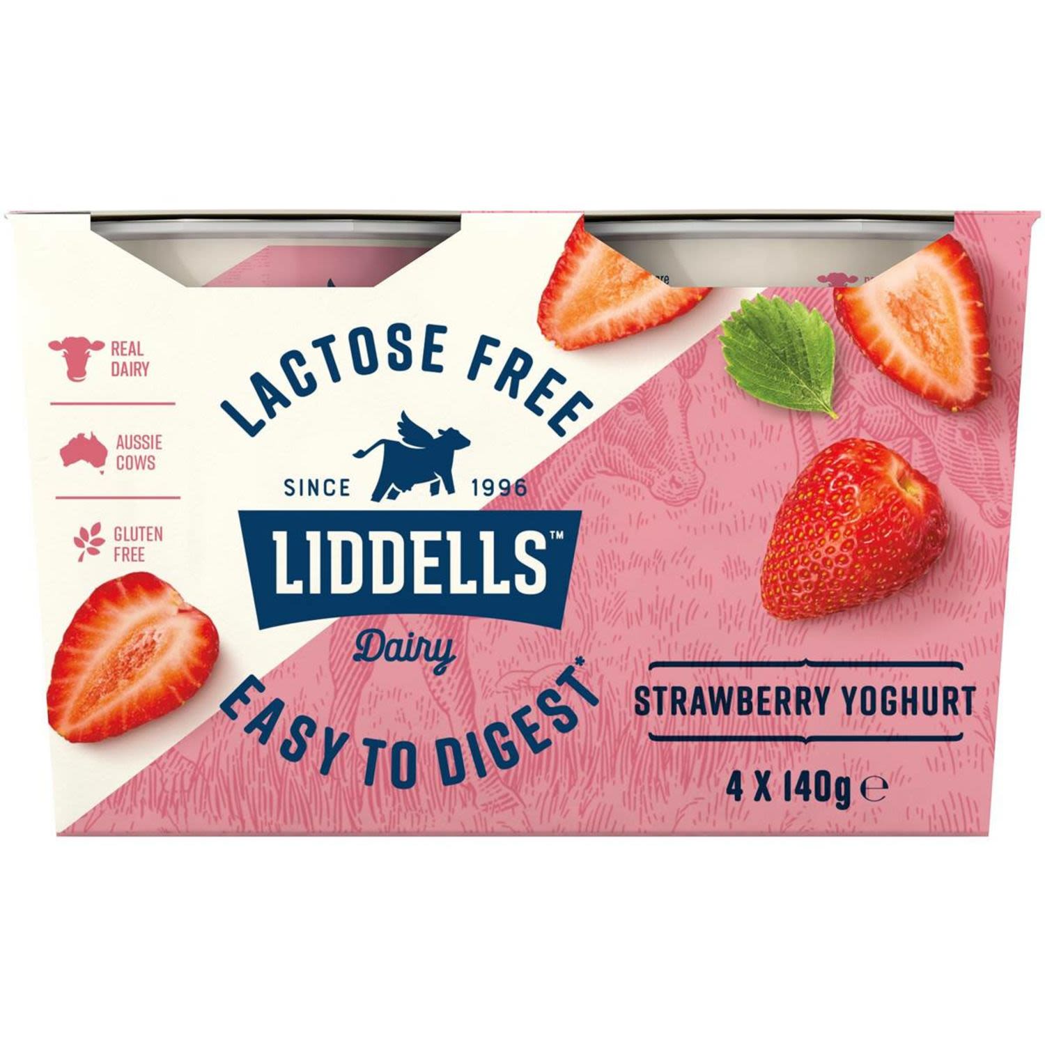 Liddells Yoghurt Lactose Free Strawberry, 4 Each