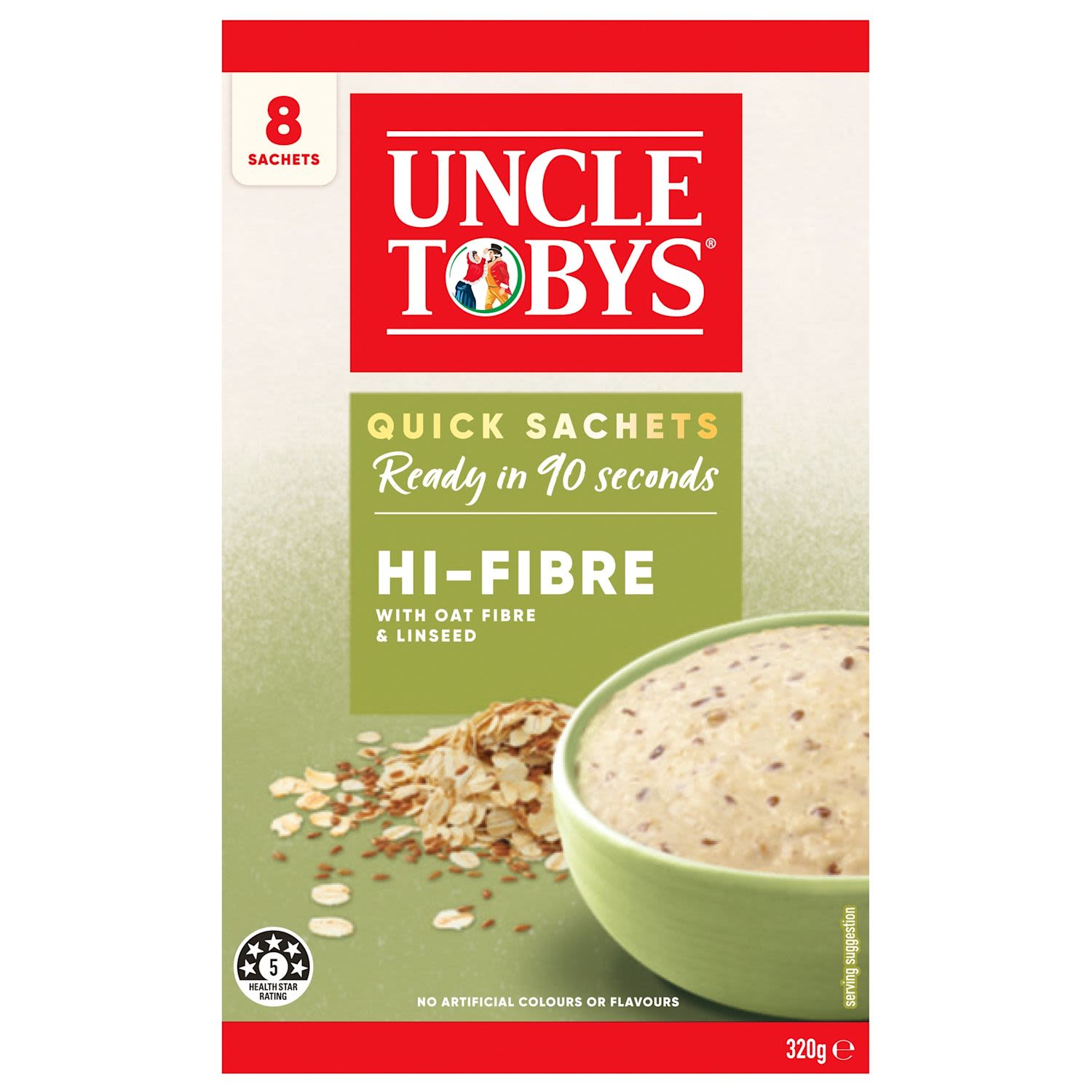 Uncle Tobys Oats Quick Sachets Breakfast Cereal Hi Fibre