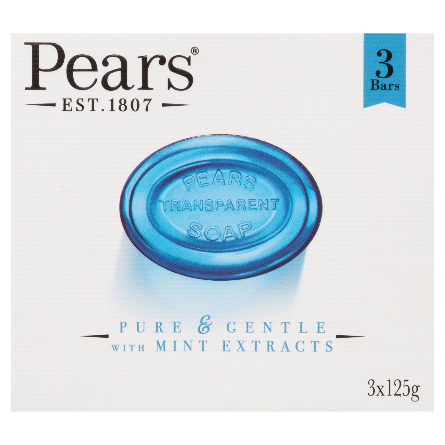 Pears Pure & Gentle Soap With Mint Extract, 3 Each