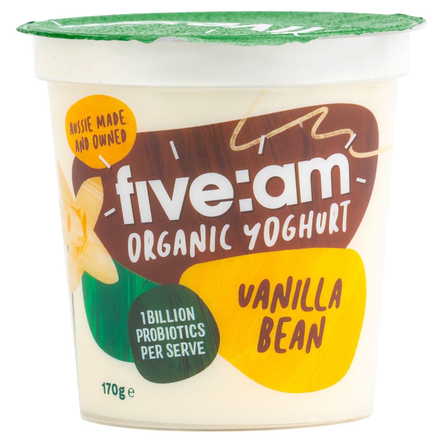 five:am Organic Vanilla Bean Yoghurt, 170 Gram