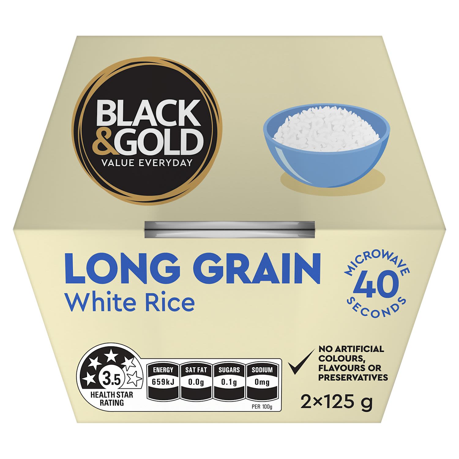 Black & Gold Long Grain Microwave Rice Cups