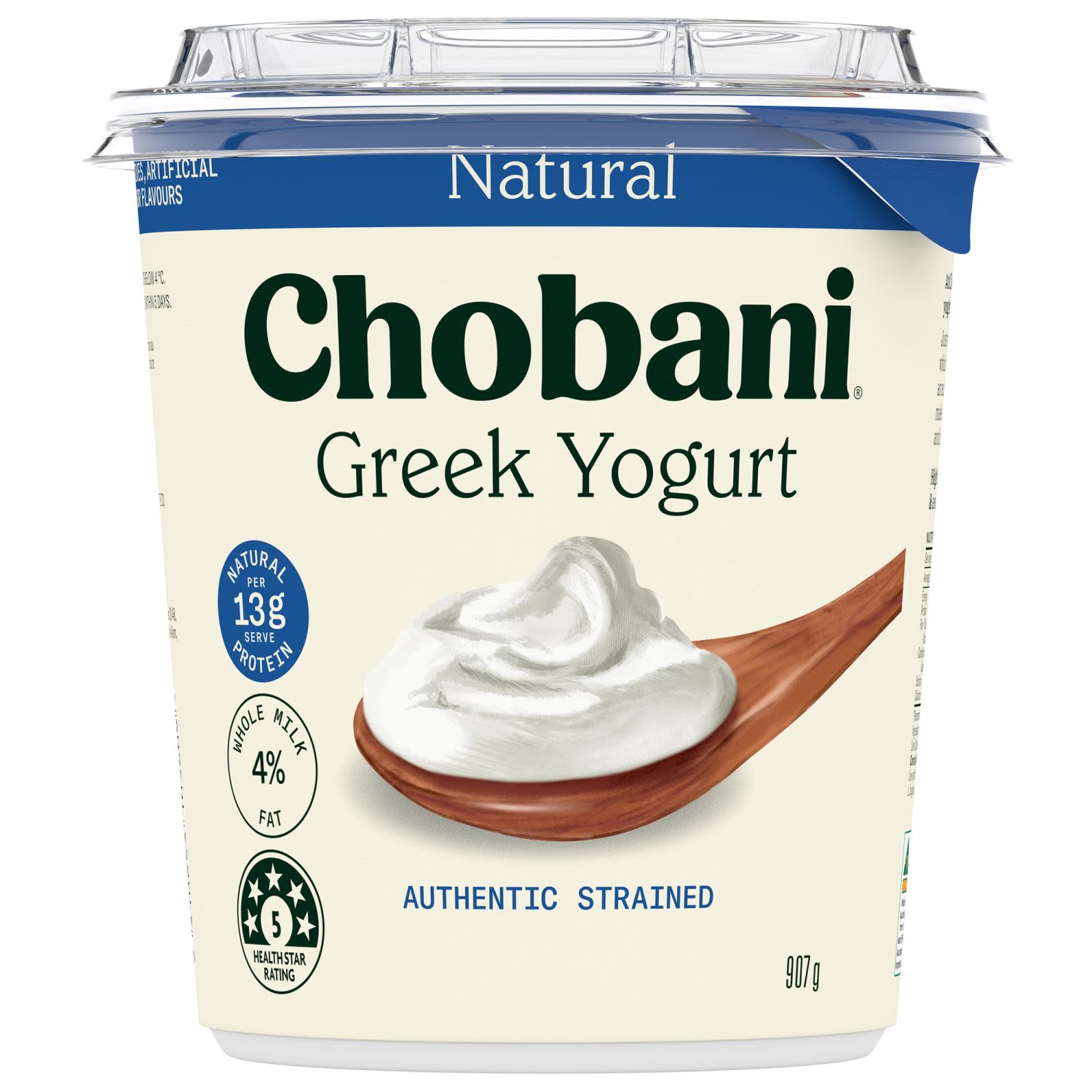 Chobani Yoghurt Tub Plain Whole Milk, 907 Gram