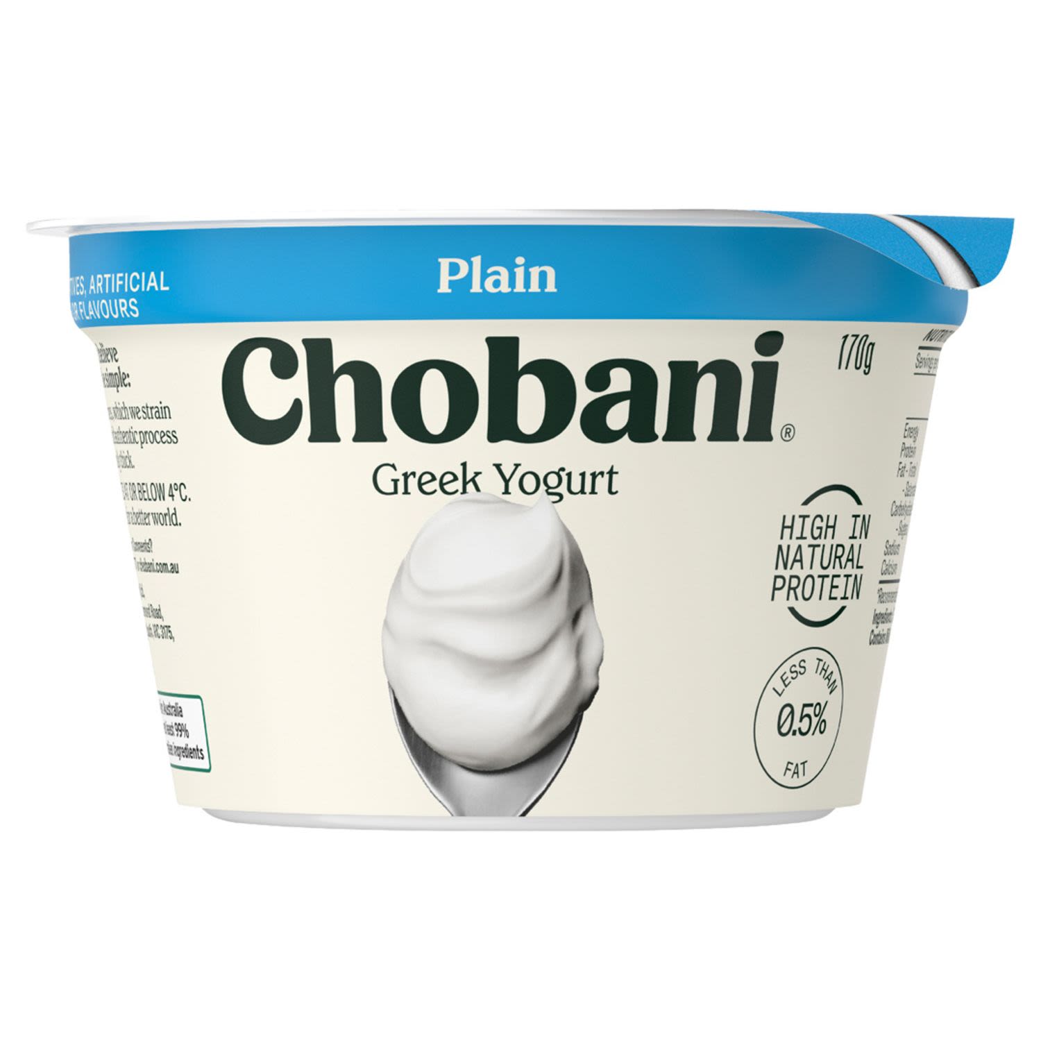 Chobani Yoghurt Pots Plain Greek, 170 Gram