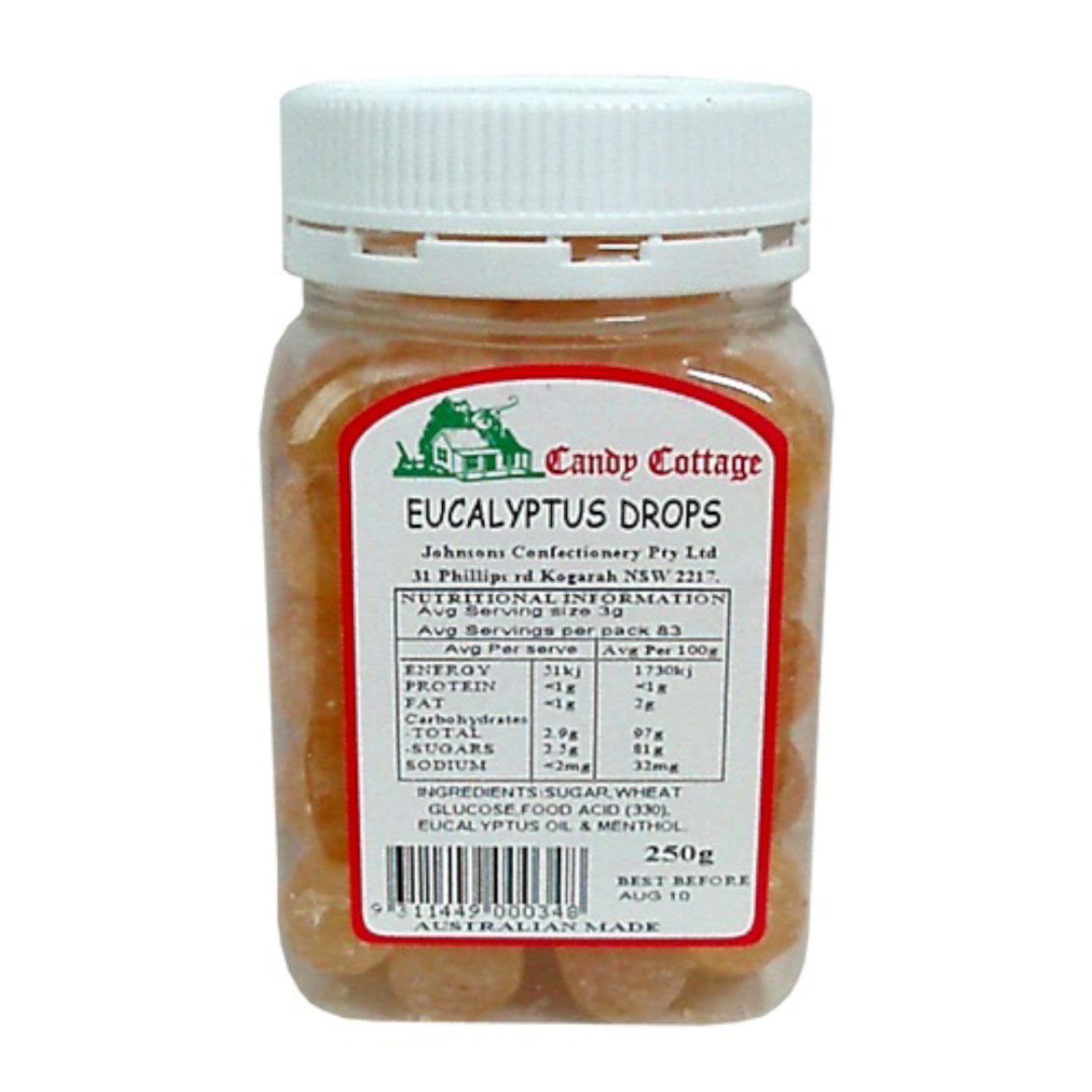 Candy Cottage Eucalyptus Drops, 250 Gram