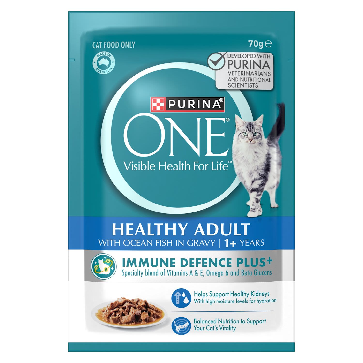 Save $7.35 on Purina purina one adult ocean fish wet cat food at IGA