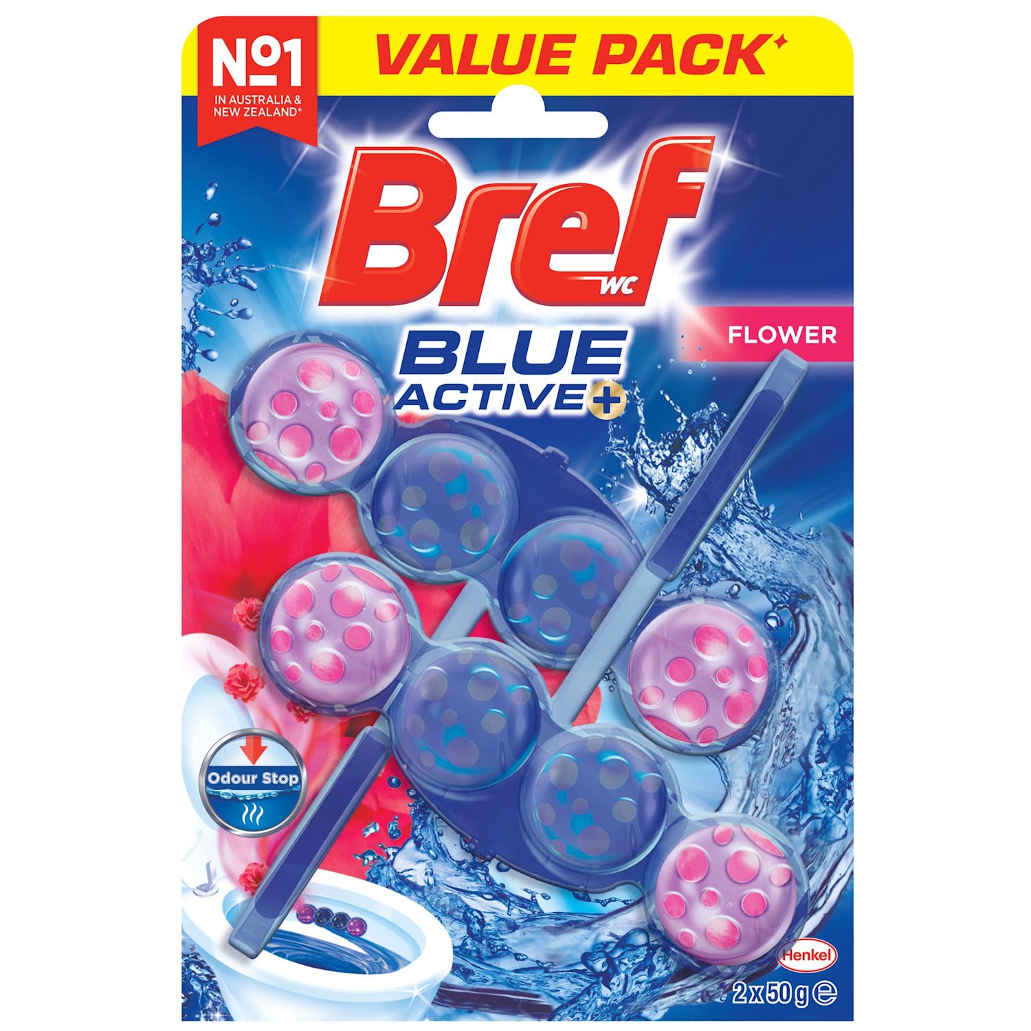 Bref Blue Active Flower Blossom Rim Block Toilet Cleaner