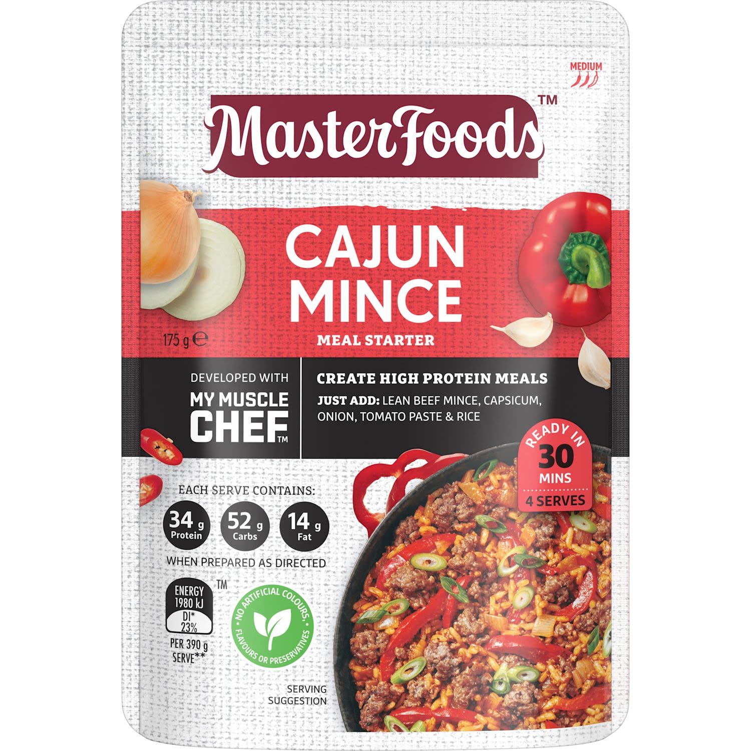 Masterfoods Recipe Base My Muscle Chef Cajun Mince