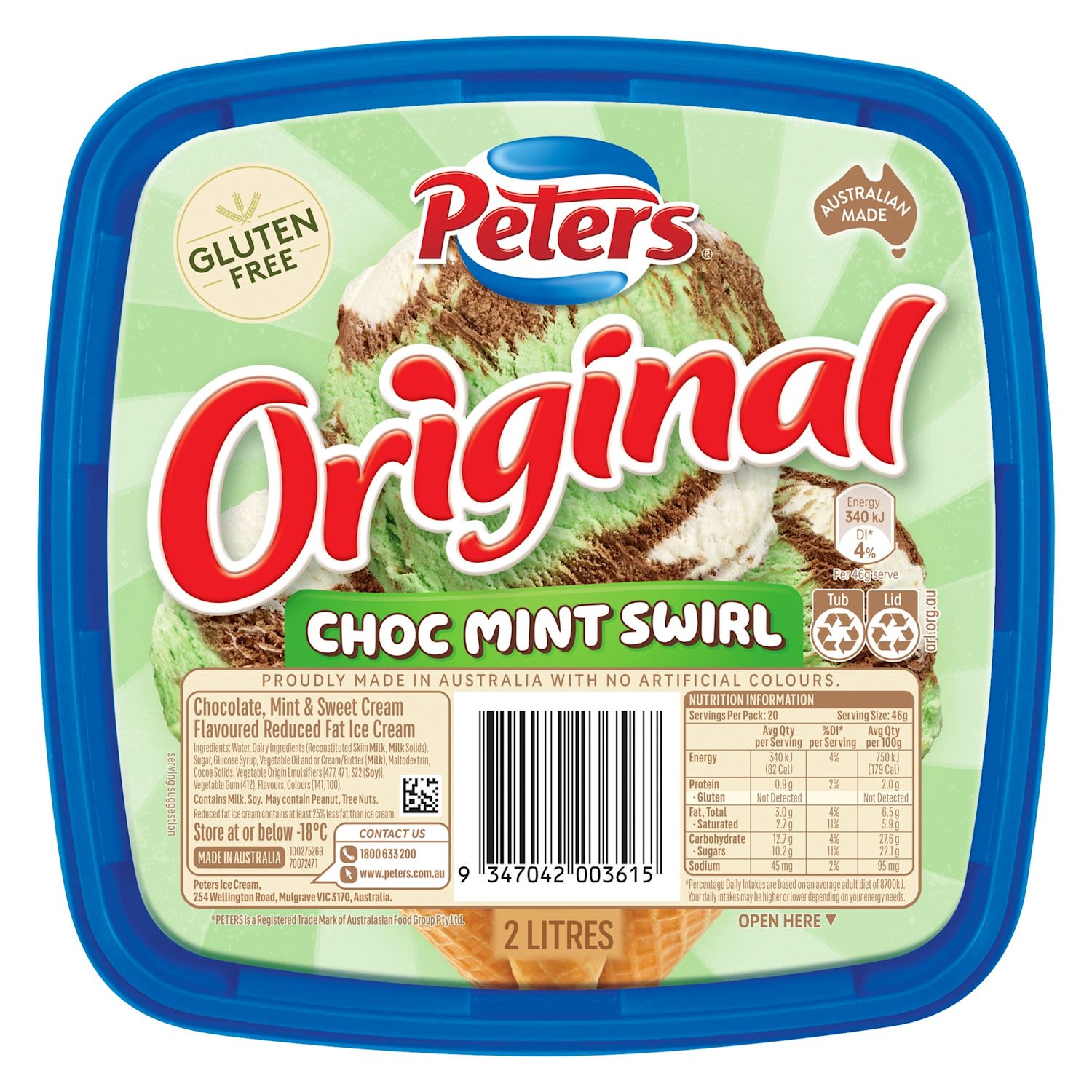 Peters Original Choc Mint Swirl Ice Cream Tub