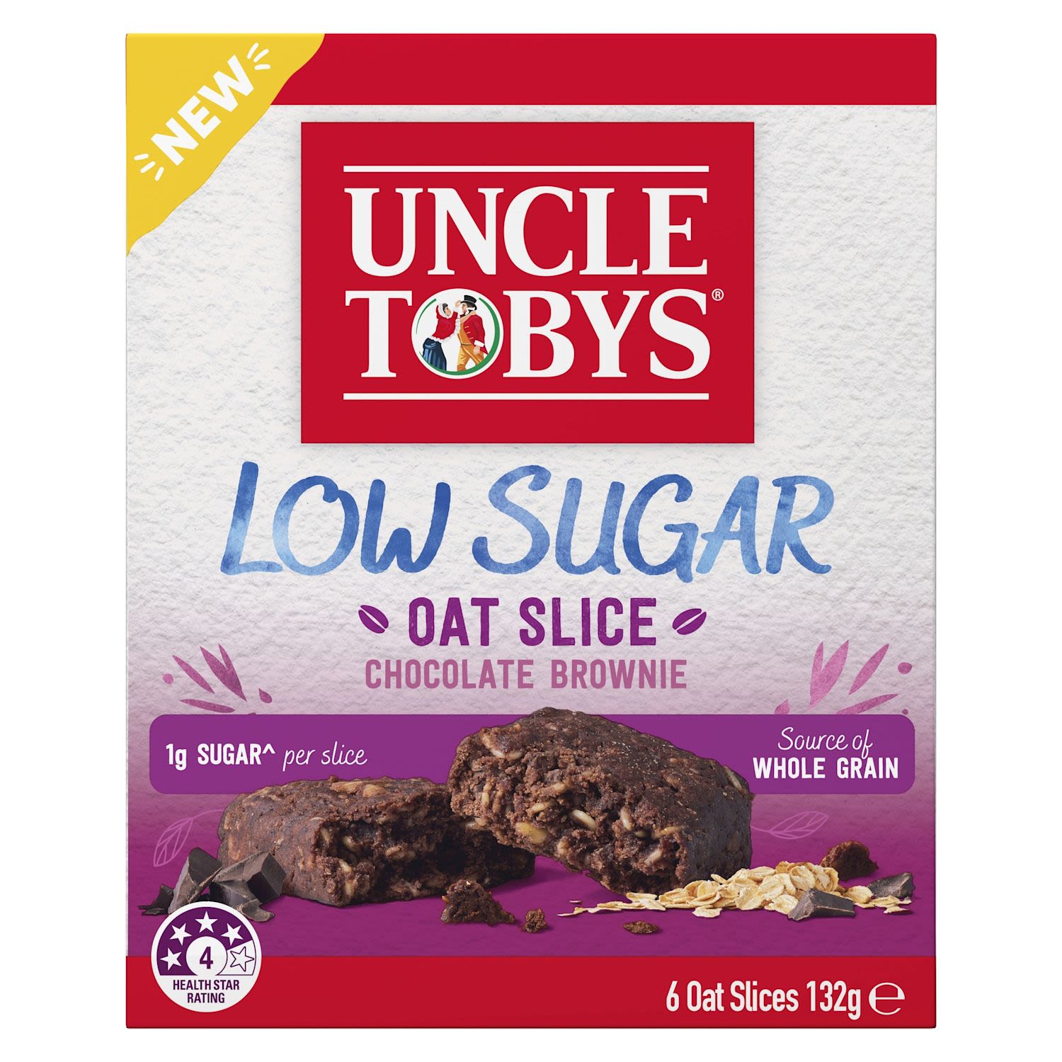 Uncle Tobys Snacks Low Sugar Oat Slice Chocolate Brownie