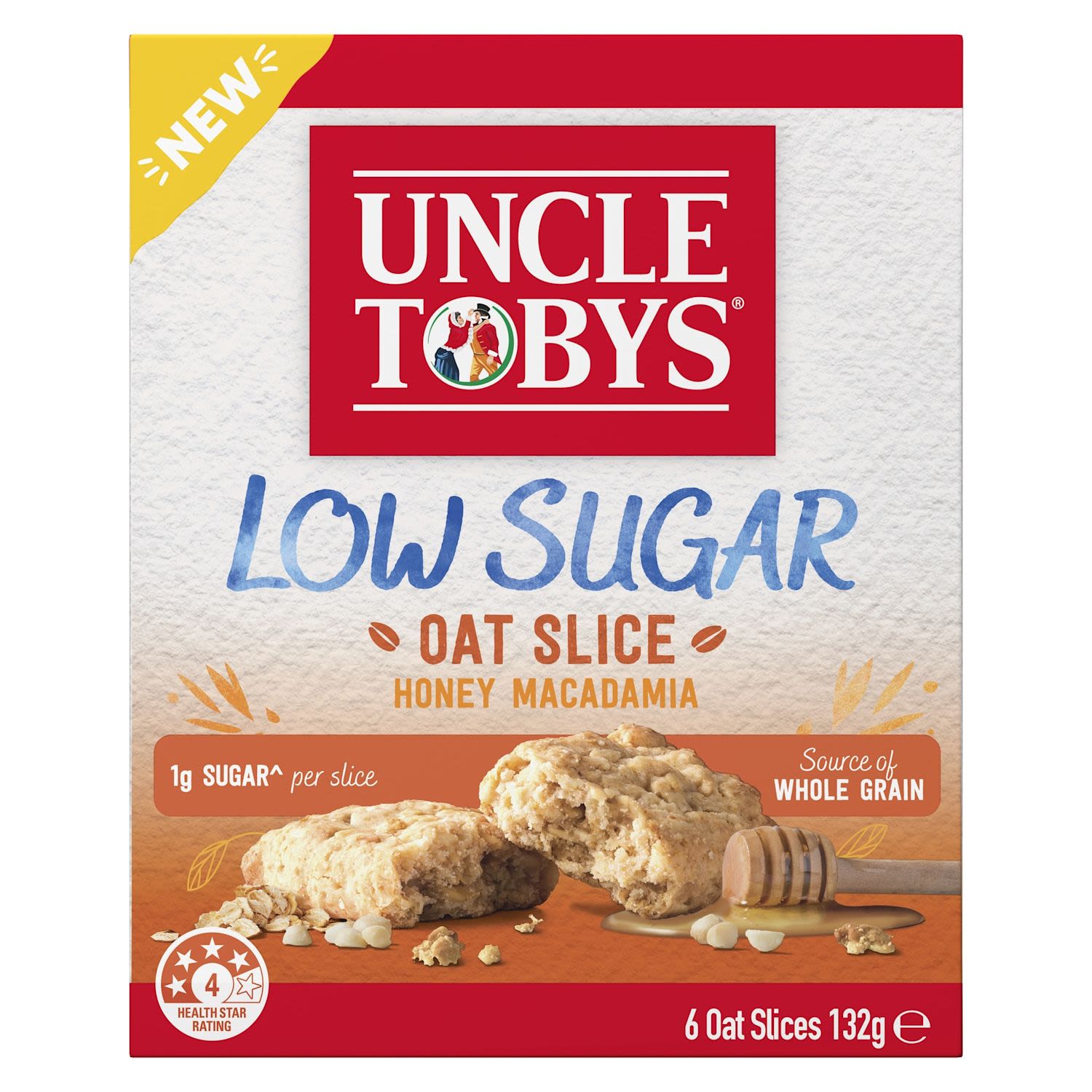 Uncle Tobys Snacks Oat Slice Low Sugar Honey Macadamia