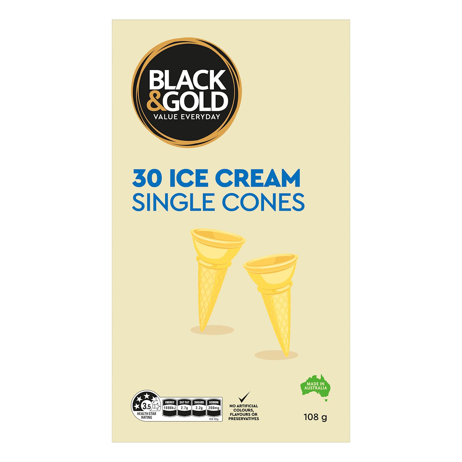 Black & Gold Cornet Cones