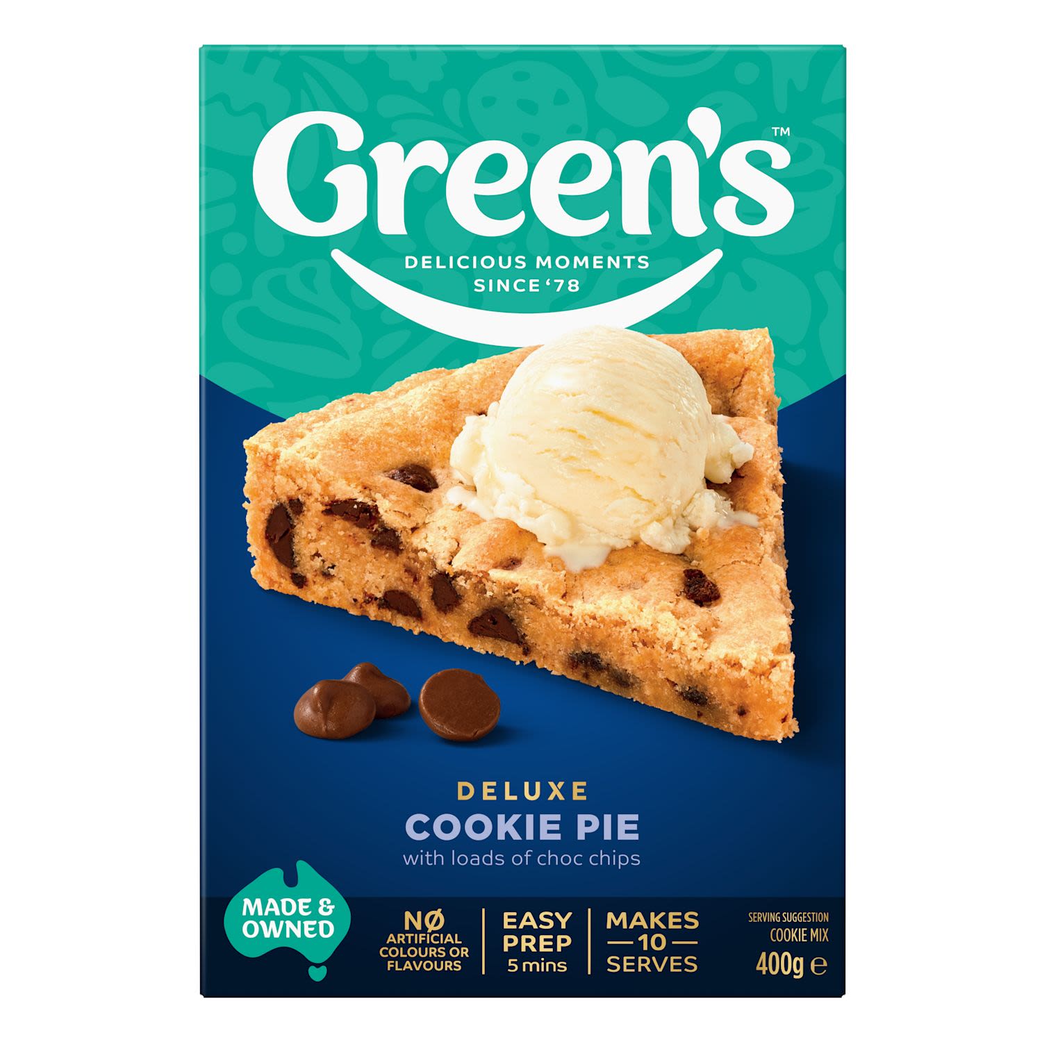 Green's Deluxe Choc Chip Cookie Pie Mix