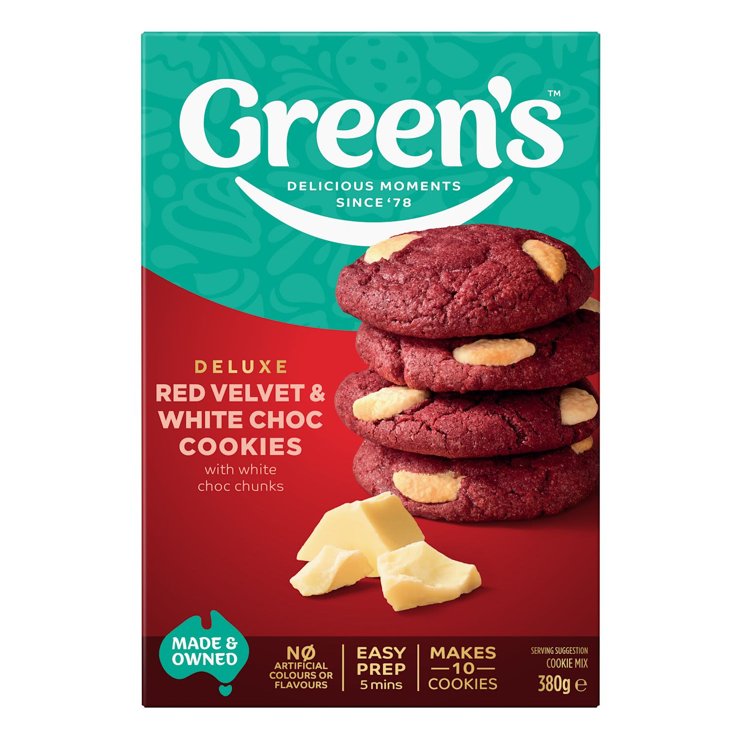 Green's Deluxe Red Velvet & White Choc Cookie Mix