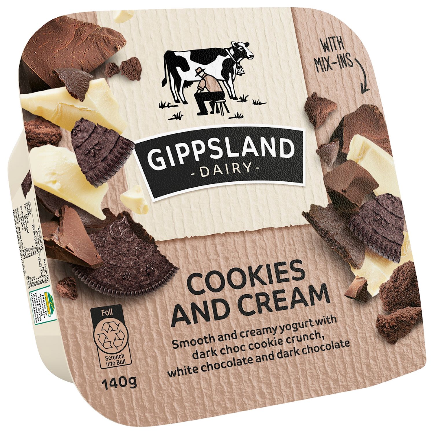 Gippsland Dairy Mix Ins Yogurt Cookies & Cream 