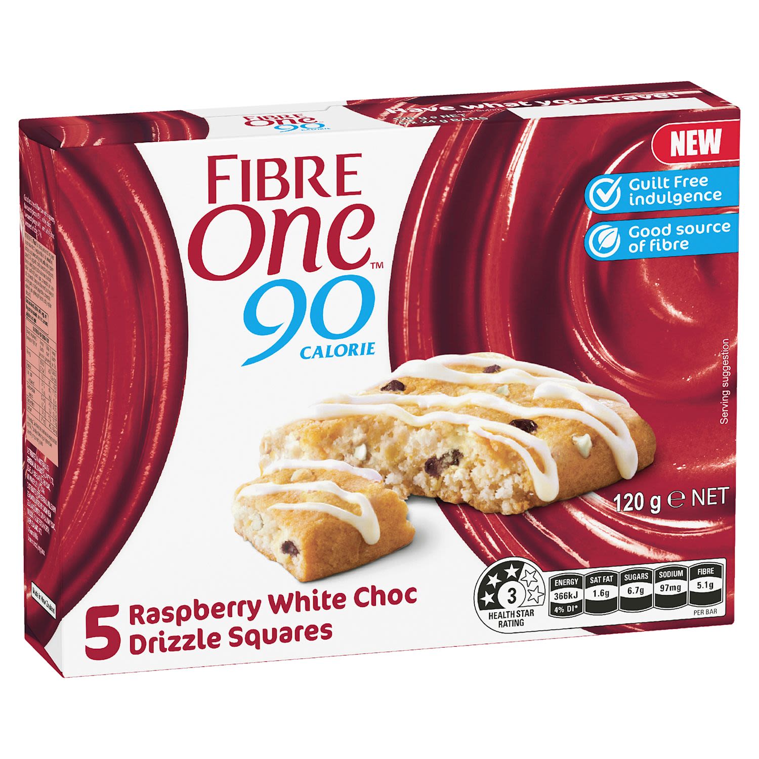 Fibre One Raspberry & White Choc Squares