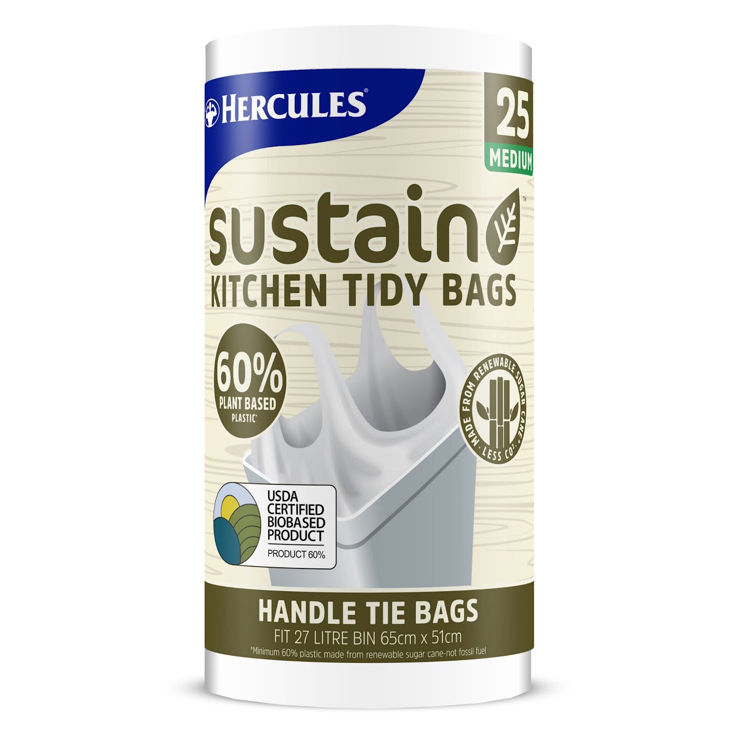Hercules Sustain Plant Based Kitchen Tidy Bags Medium 