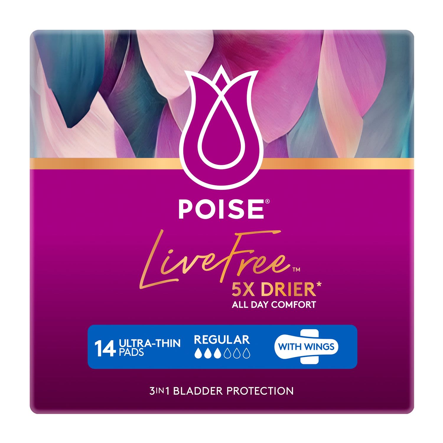 Poise Pad Adultcare Poise Livefree Regular Wing