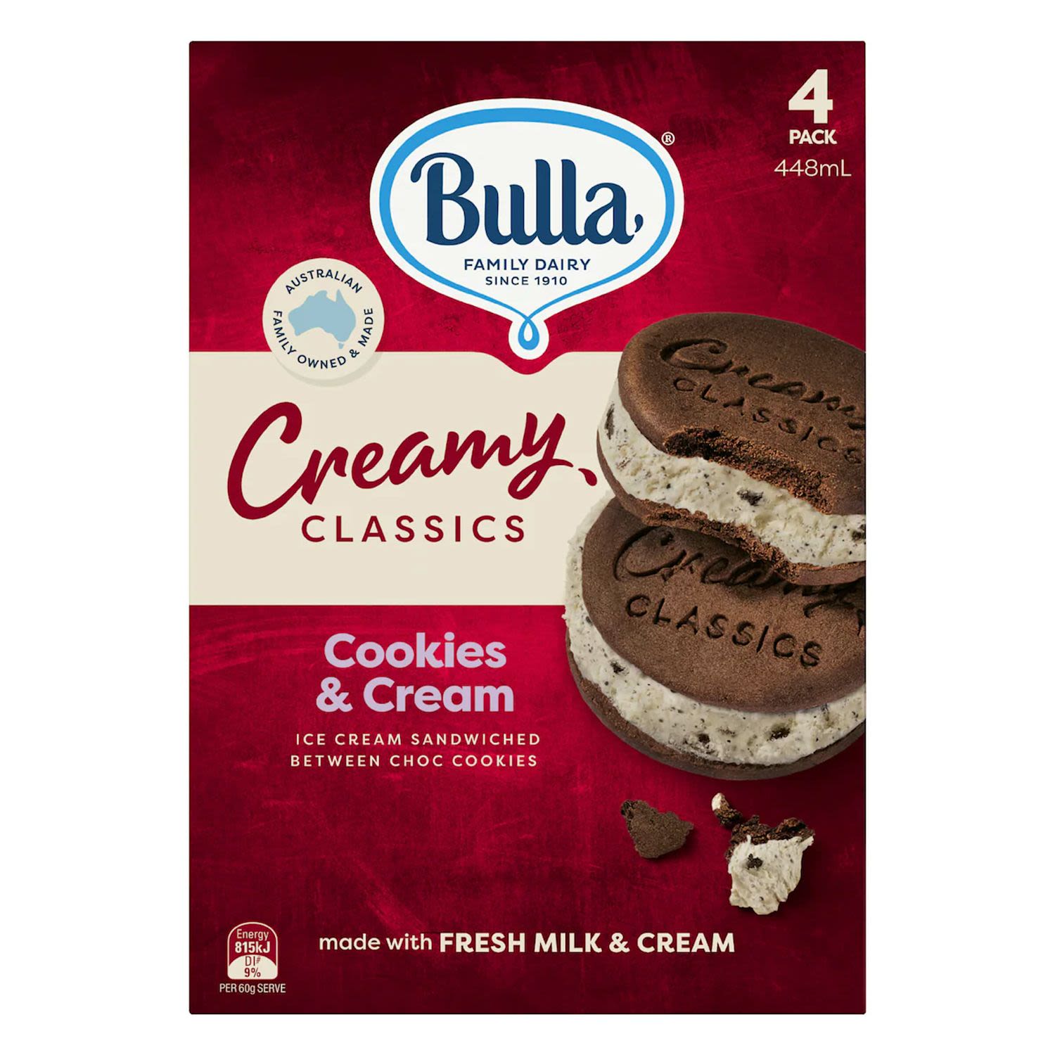 Bulla Creamy Classics Cookies & Cream Sandwich