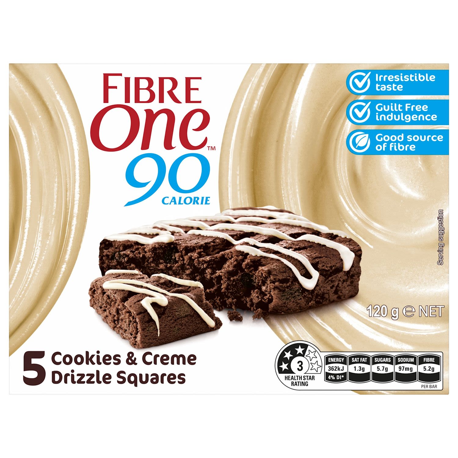 Fibre One Cookies & Creme Drizzle Squares