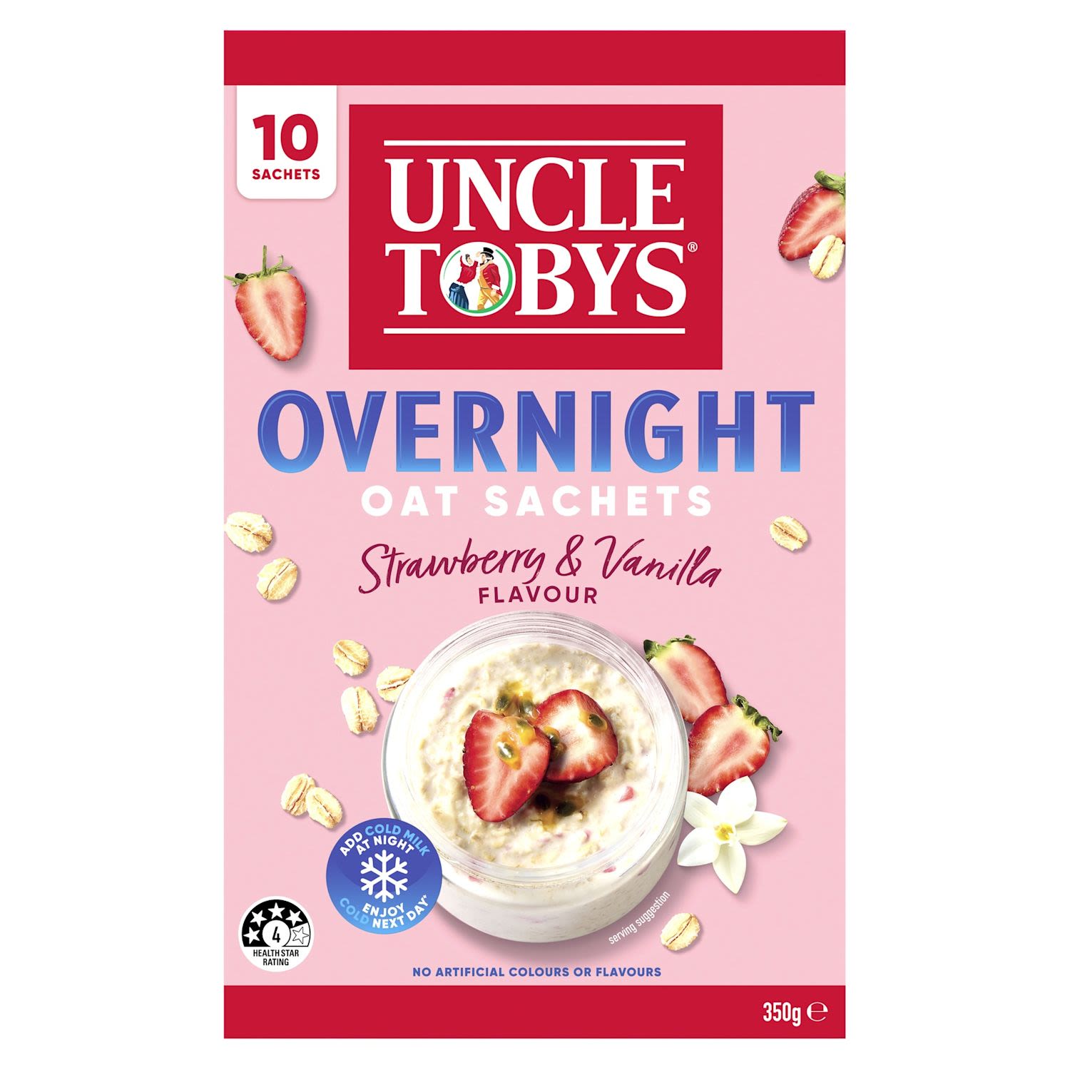 Uncle Tobys Oats Quick Sachets Breakfast Cereal Overnight Strawberry Vanilla