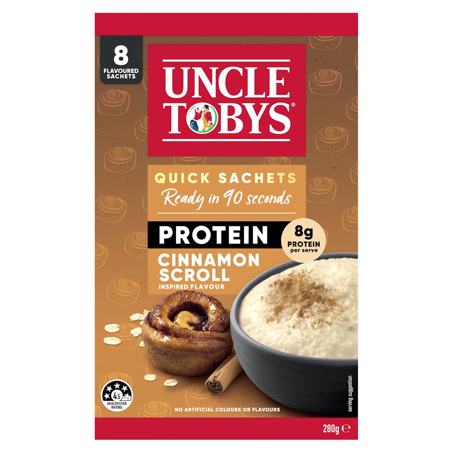 Uncle Tobys Oats Quick Sachets Breakfast Cereal Protein Cinnamon Scroll