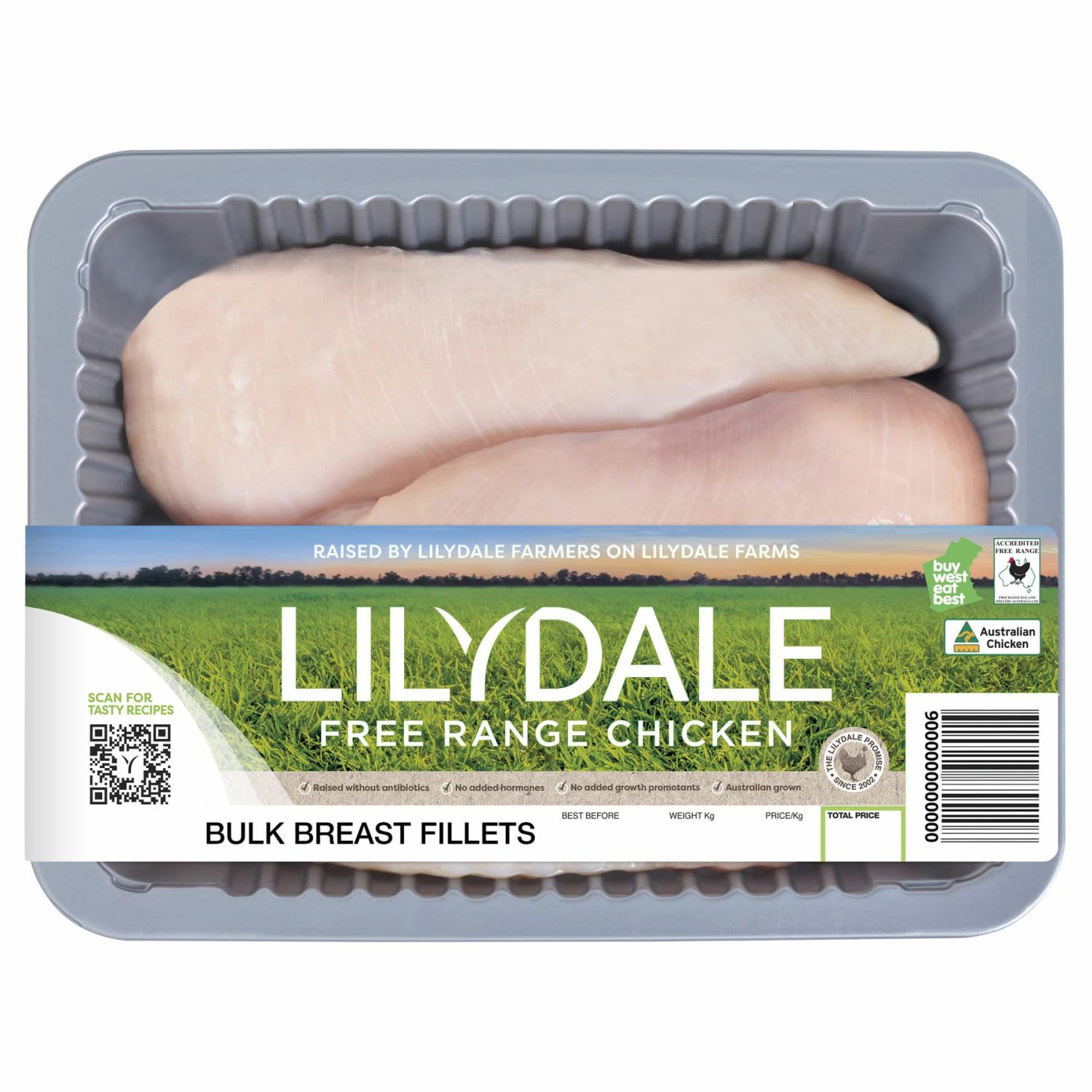 Lilydale Free Range Chicken Bulk Breast Fillets, 1 Kilogram