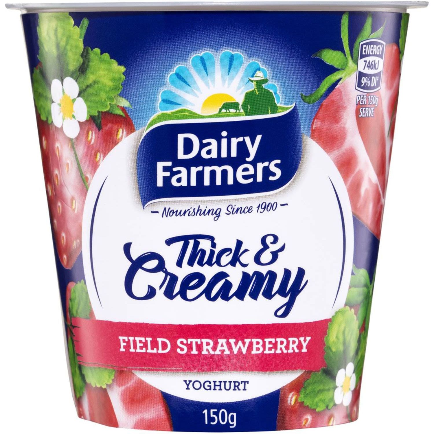 Dairy Farmers Thick & Creamy Yoghurt Strawberry, 150 Gram