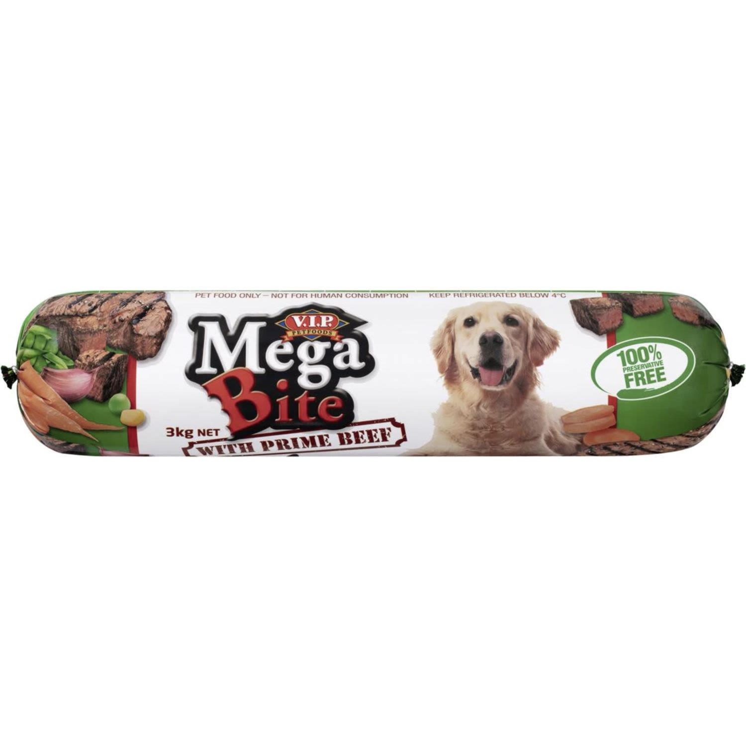 V.I.P. Adult Dog Food Mega Bite Roll, 3 Kilogram