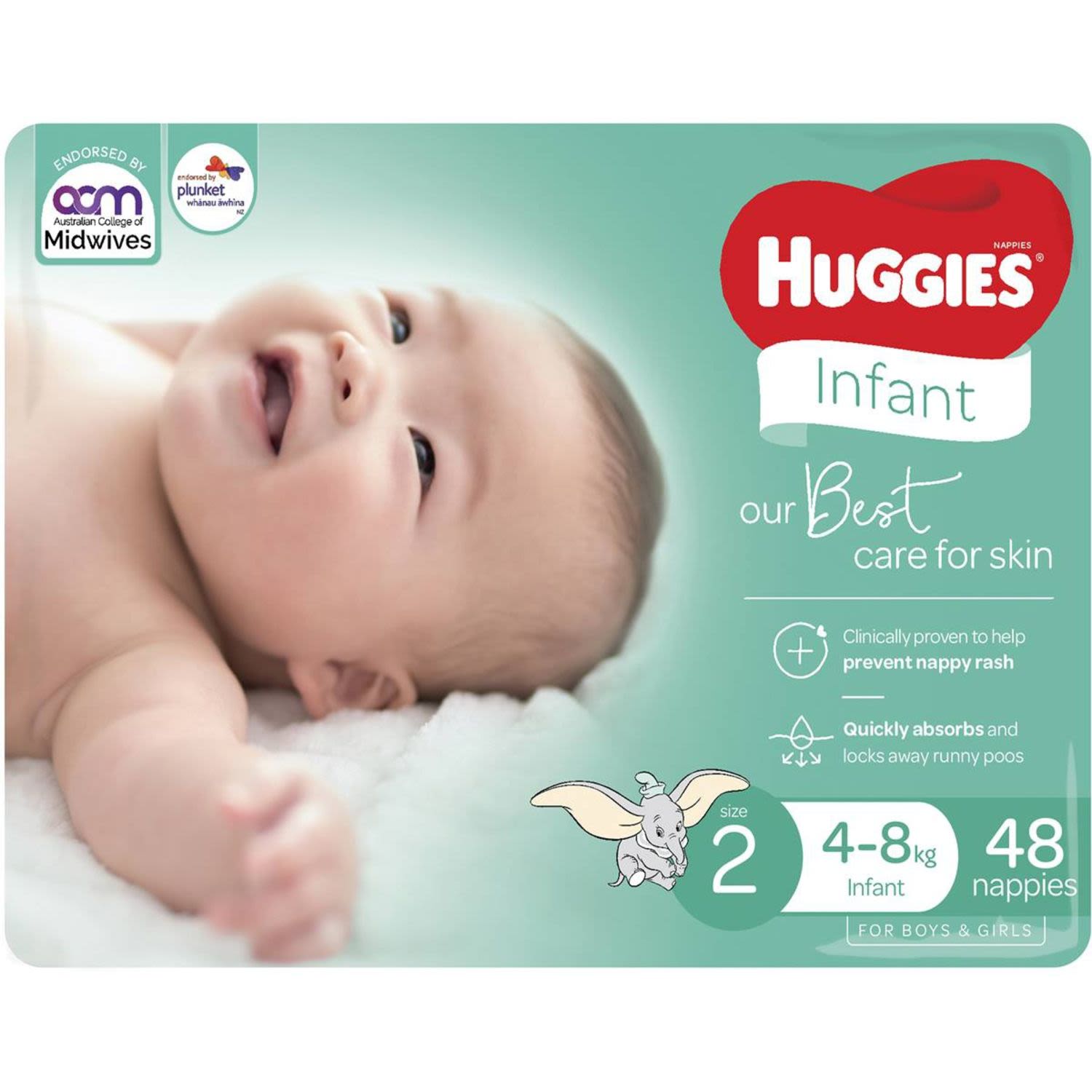 Huggies Infant Nappies Size 2 (4-8kg), 48 Each