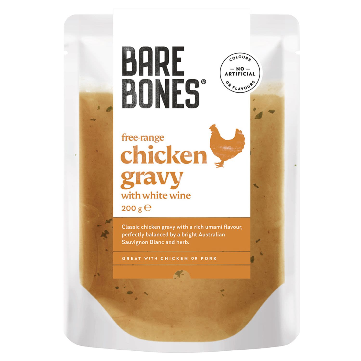 Bare Bones Free-Range Chicken Gravy with White Wine, 200 Gram