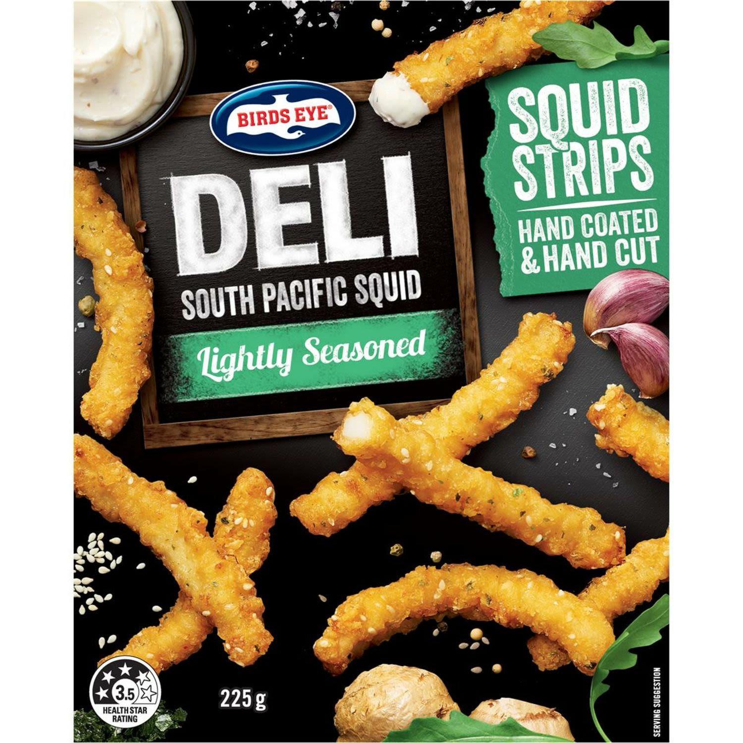Birds Eye Deli Squid Strips Lightly Seasoned, 225 Gram