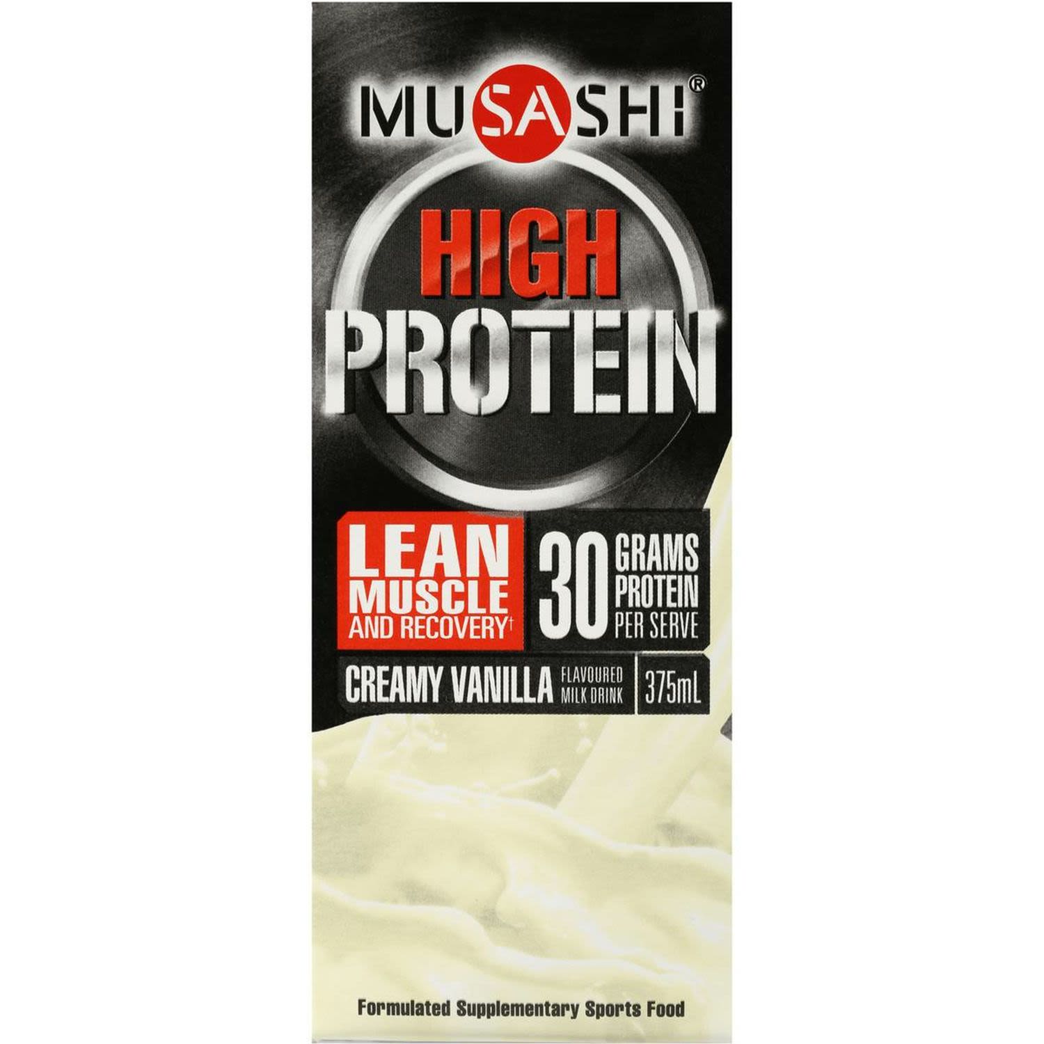 Musashi P30 Protein Vanilla Low Fat, 375 Millilitre
