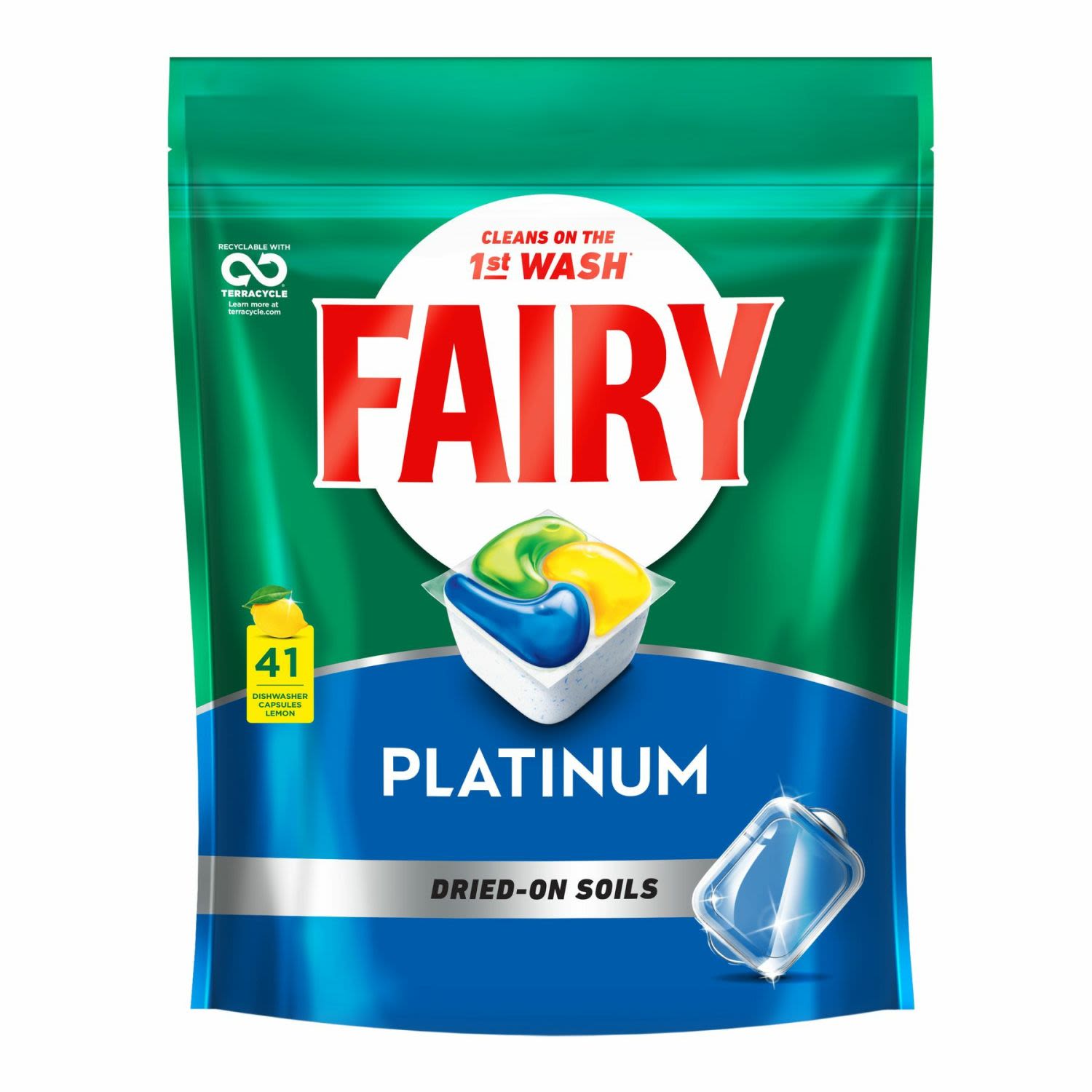 Fairy Platinum All In One Lemon Automatic Dishwashing Tablets, 41 Each